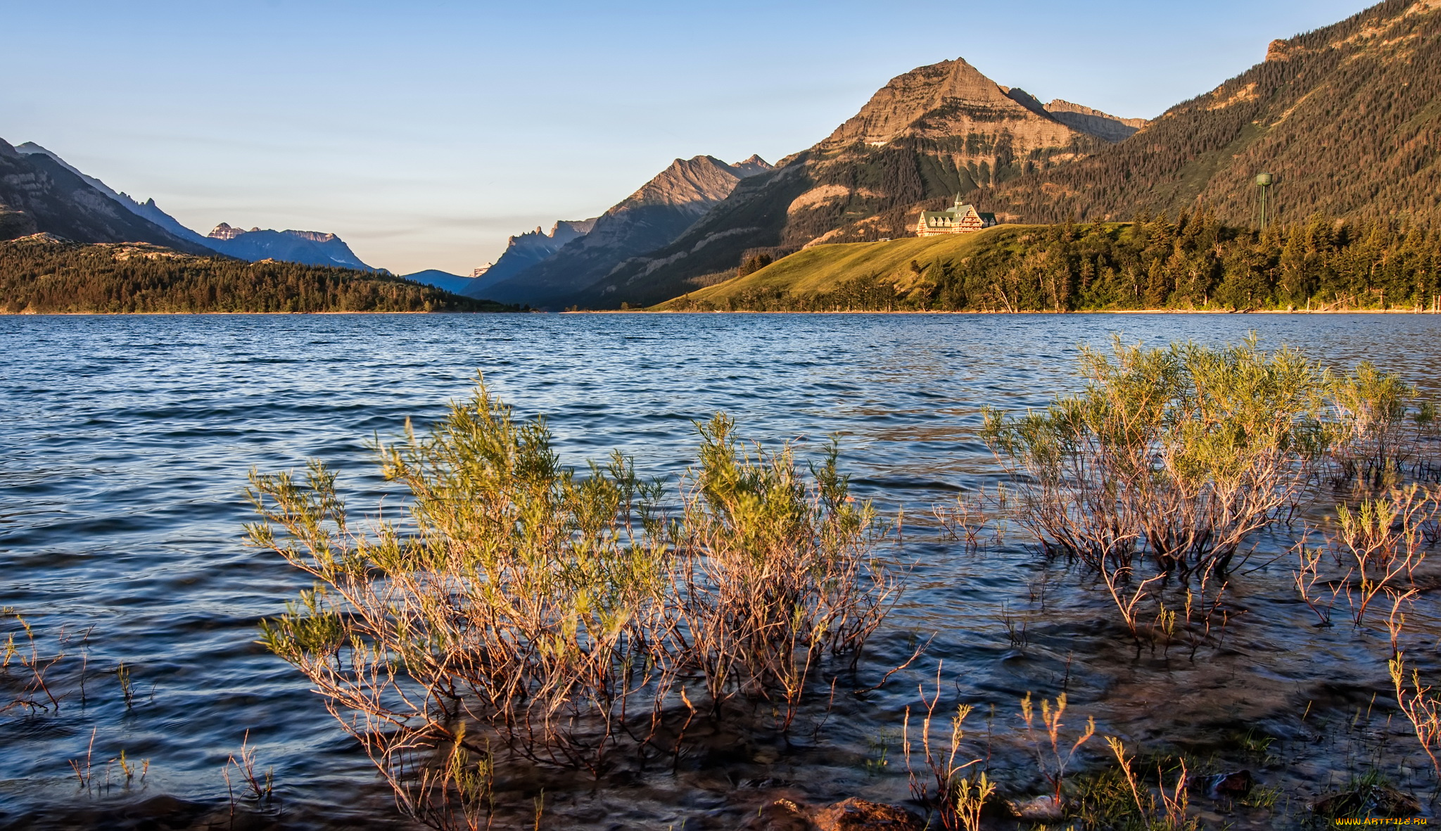 waterton, lakes, national, park, природа, реки, озера, горы, озеро