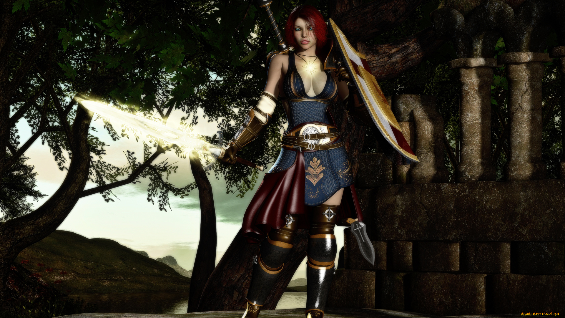 3д, графика, амазонки, , amazon, оружие, взгляд, девушка, доспехи