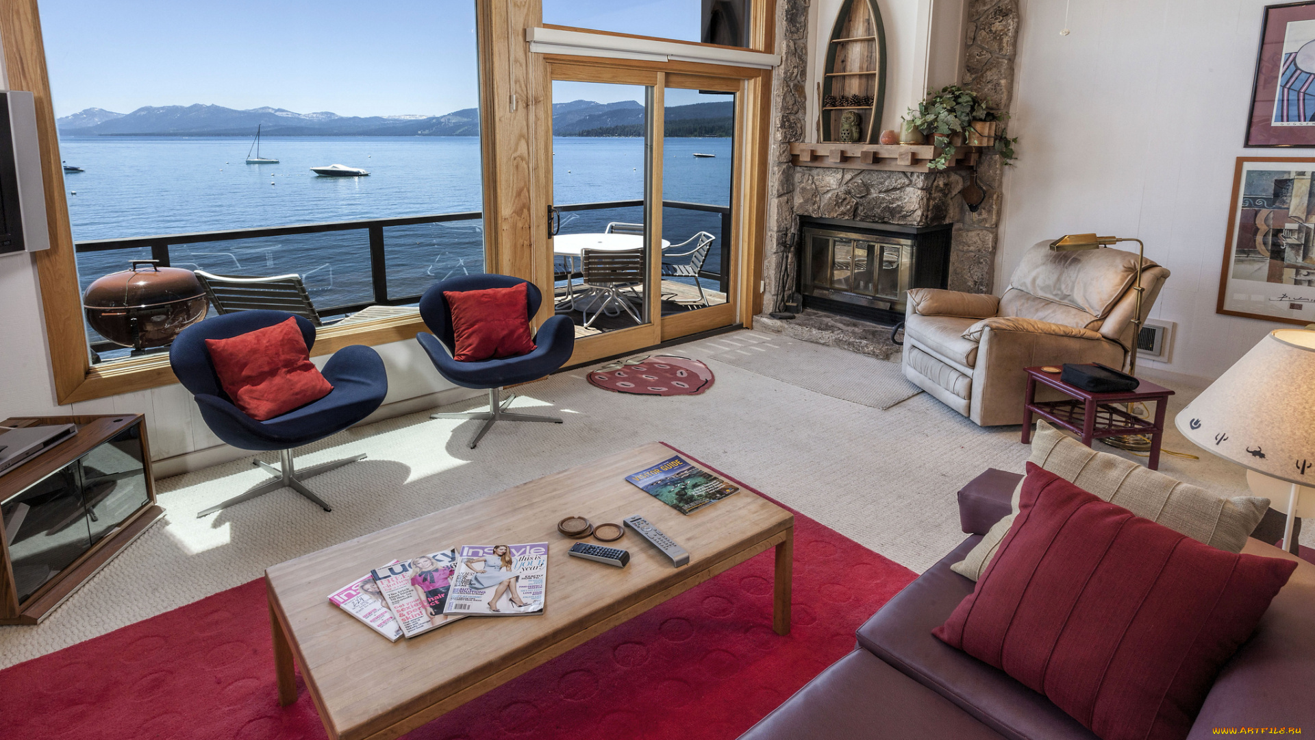 интерьер, гостиная, окна, кресла