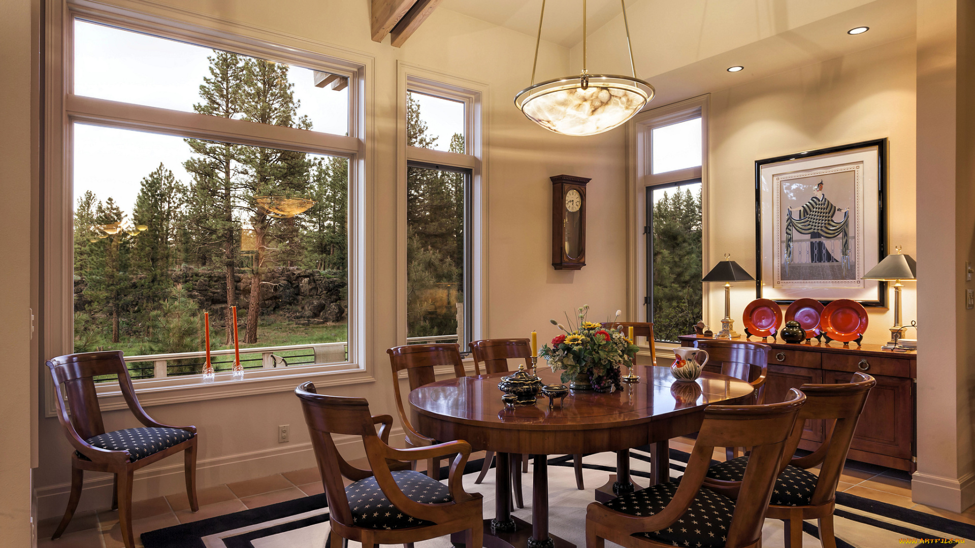 интерьер, столовая, стулья, стол