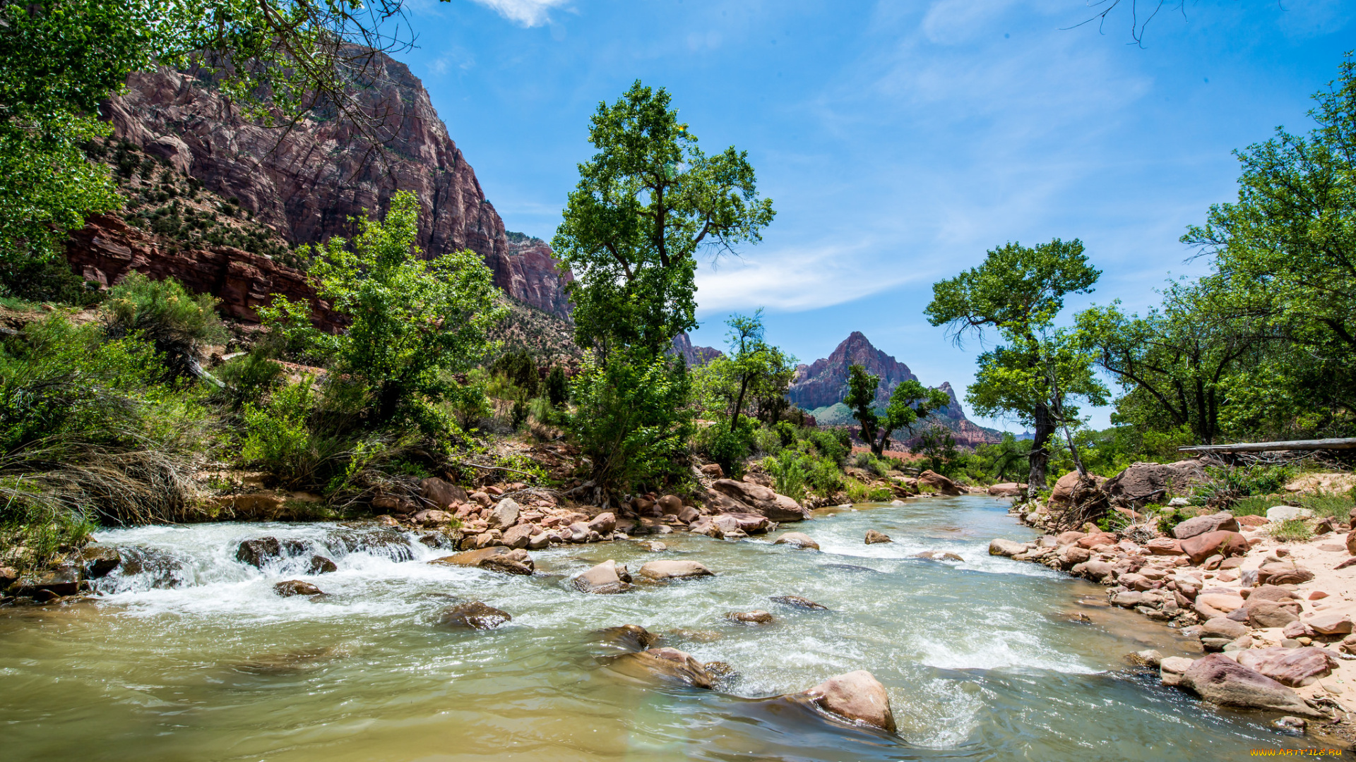 природа, реки, озера, горы, лес, река, поток