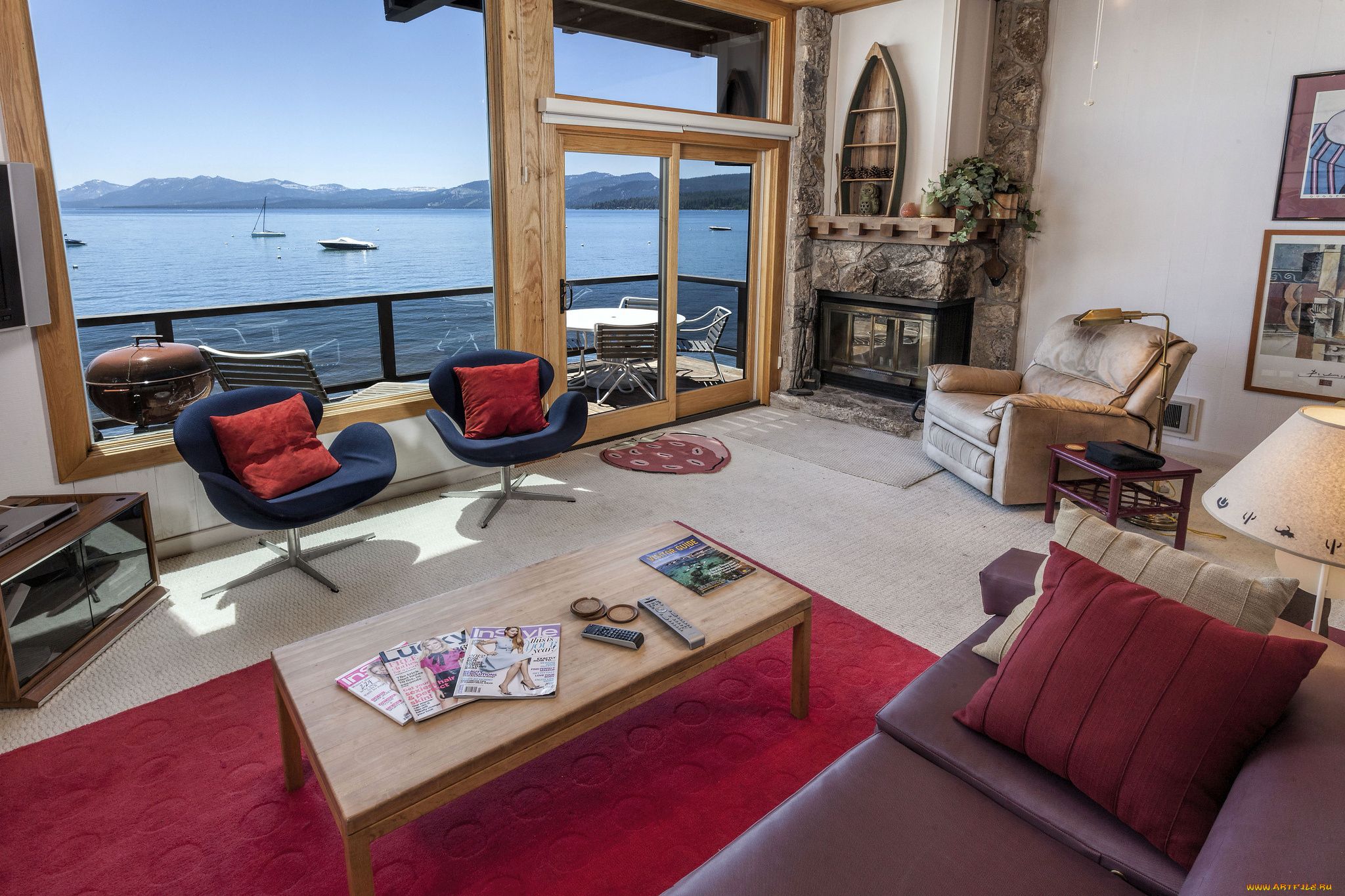 интерьер, гостиная, окна, кресла