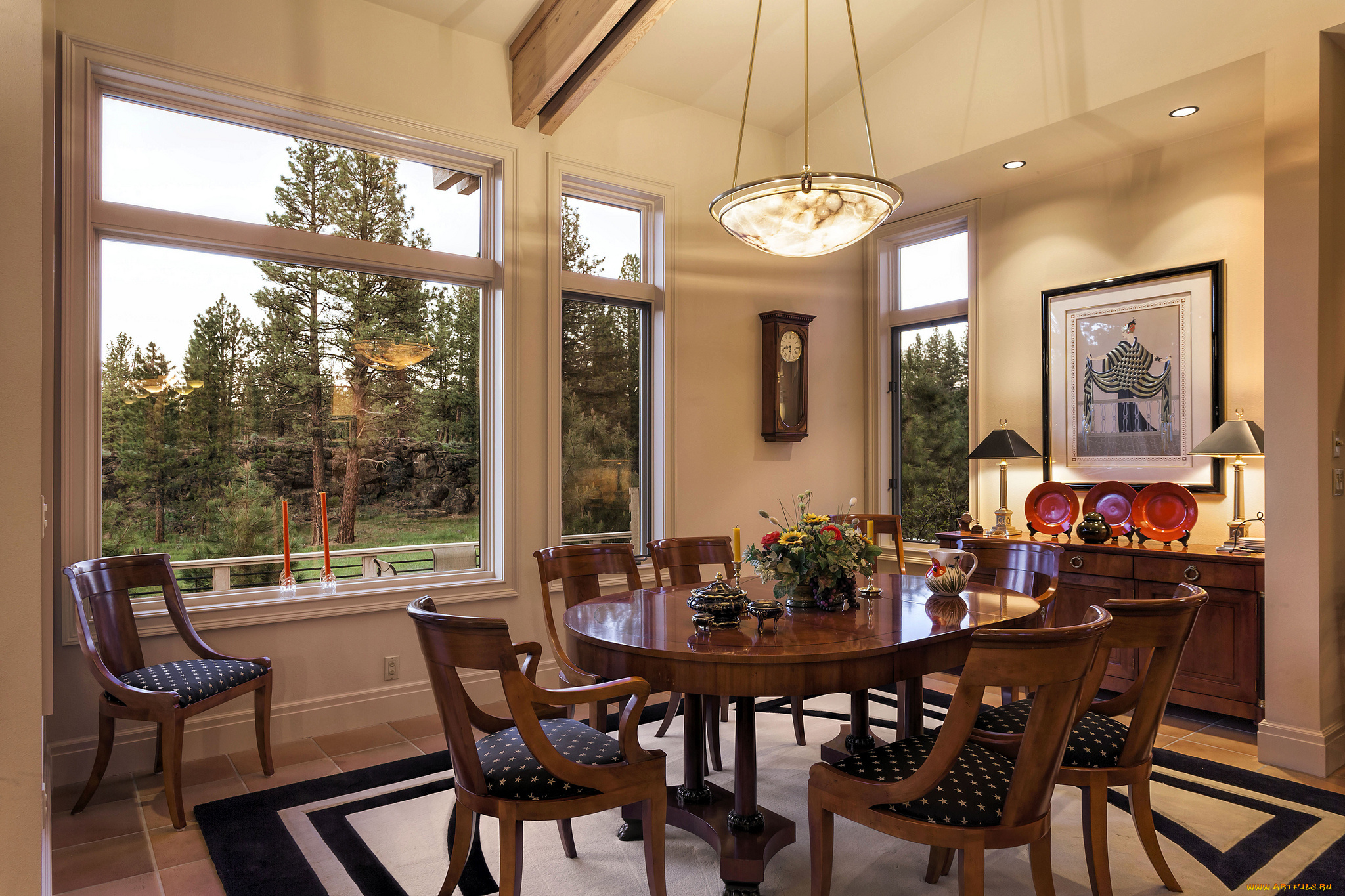 интерьер, столовая, стулья, стол