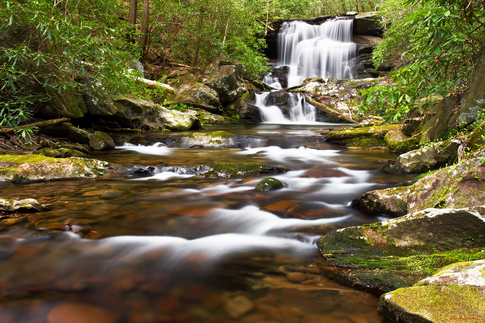 природа, водопады, водопад, река, лес