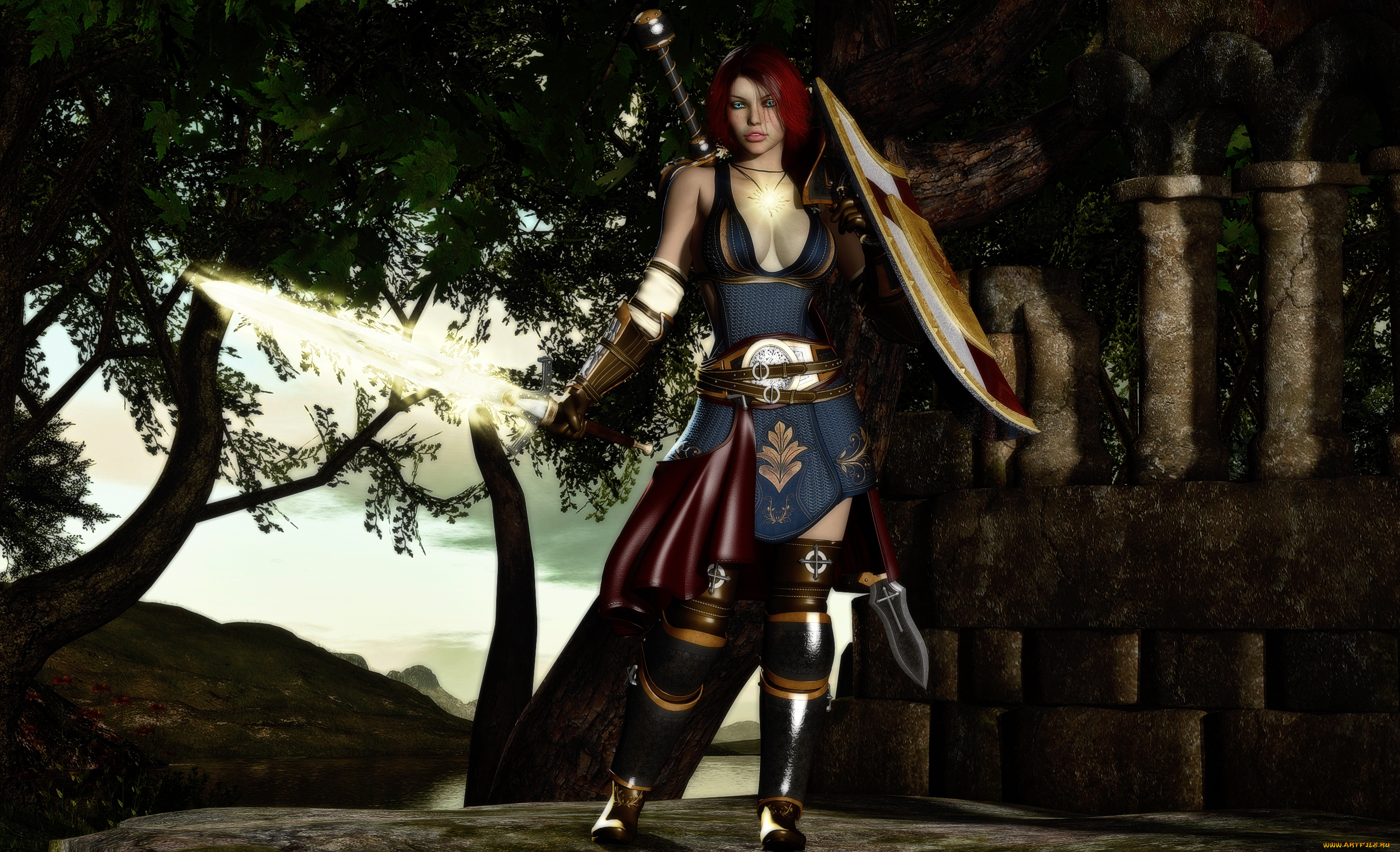 3д, графика, амазонки, , amazon, оружие, взгляд, девушка, доспехи