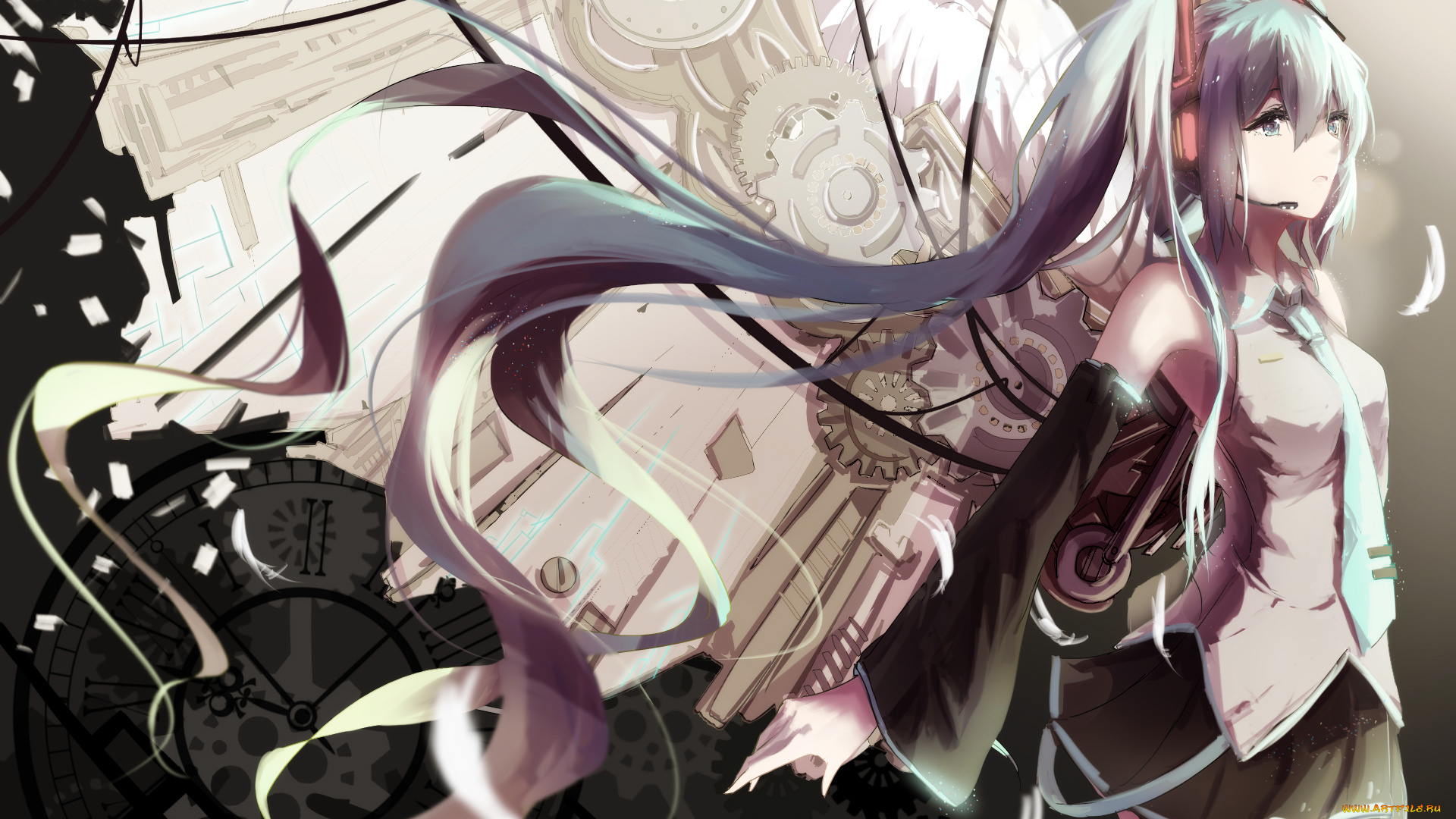 аниме, vocaloid, вокалоид, девушка, hatsune, miku