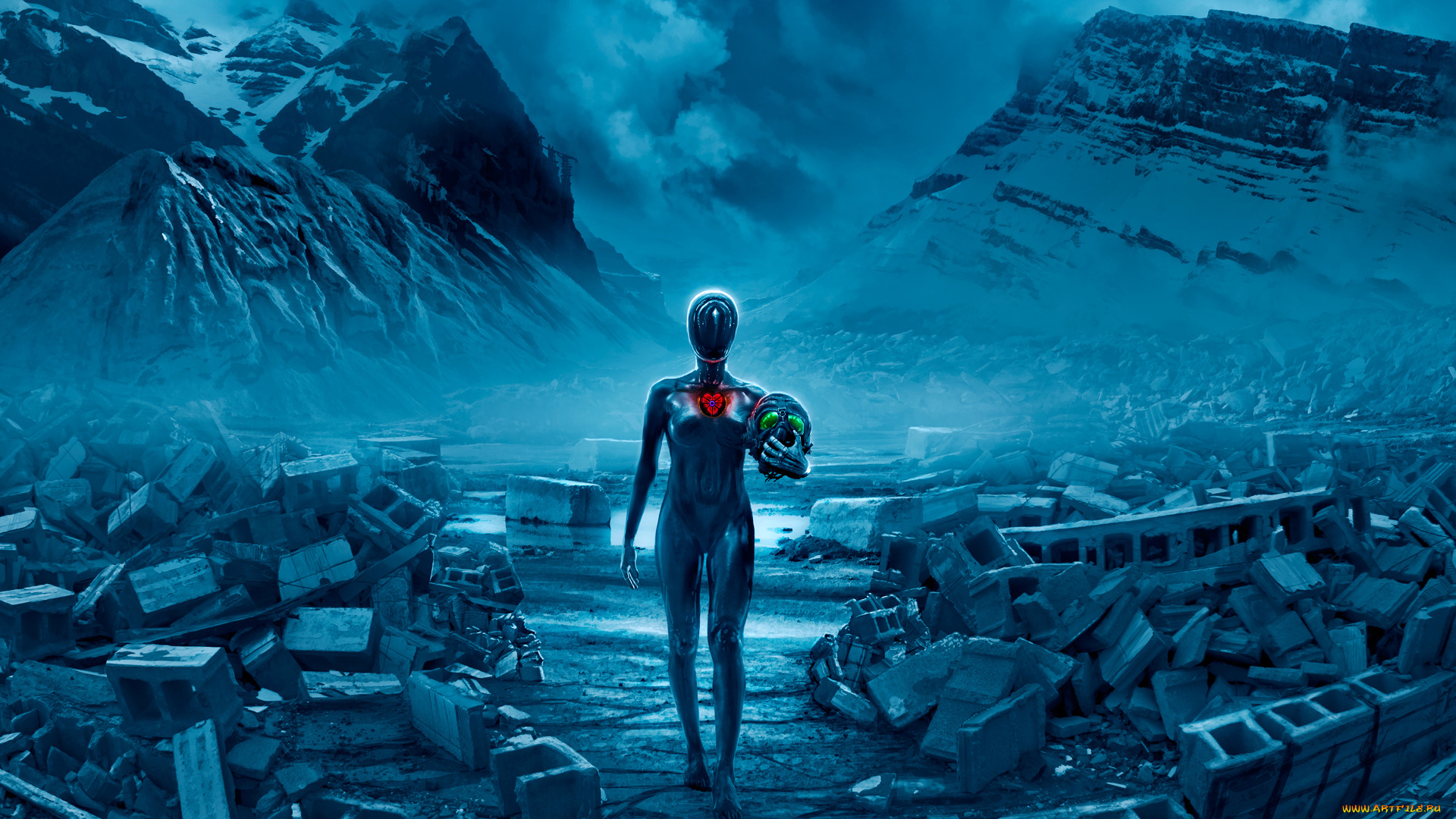 фэнтези, романтика, апокалипсиса, голова, alexiuss, горы, руины, romantically, apocalyptic, doom, apocalypse, pilot