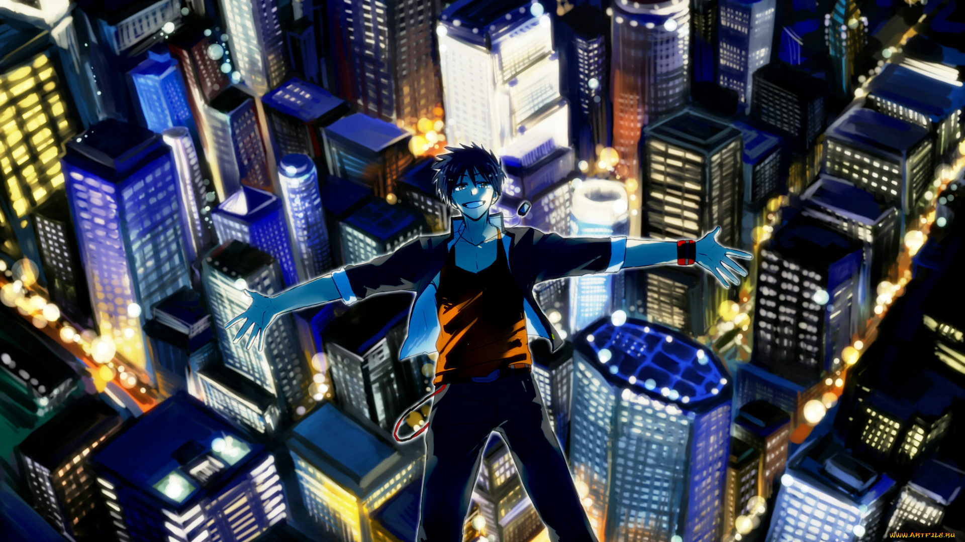 psyren, аниме, город, , улицы, , здания, yoshina, ageha, парень, арт, kurame, snyj