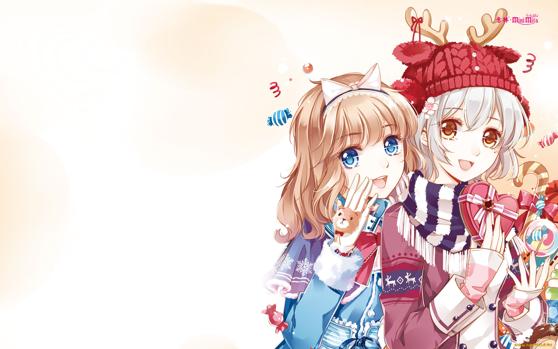 аниме, unknown, , другое, девушки, взгляд, фон