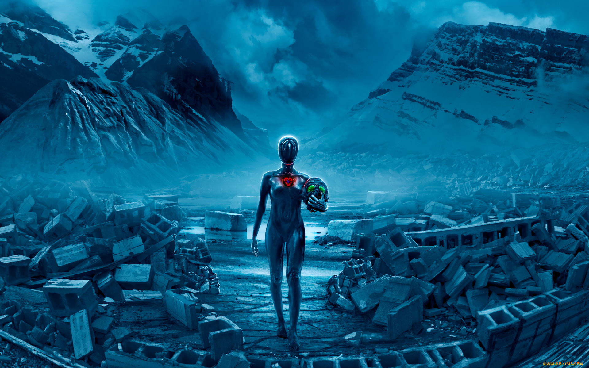 фэнтези, романтика, апокалипсиса, голова, alexiuss, горы, руины, romantically, apocalyptic, doom, apocalypse, pilot