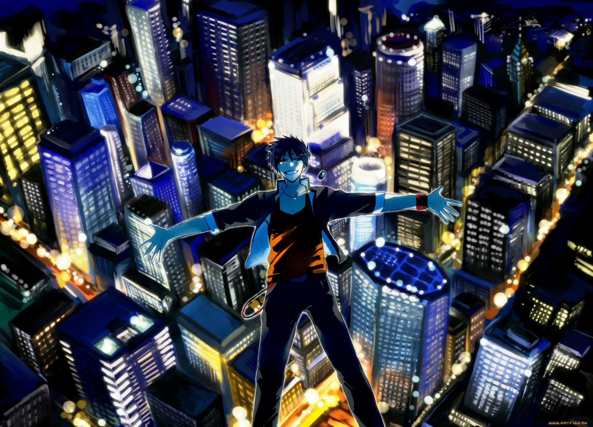 psyren, аниме, город, , улицы, , здания, yoshina, ageha, парень, арт, kurame, snyj