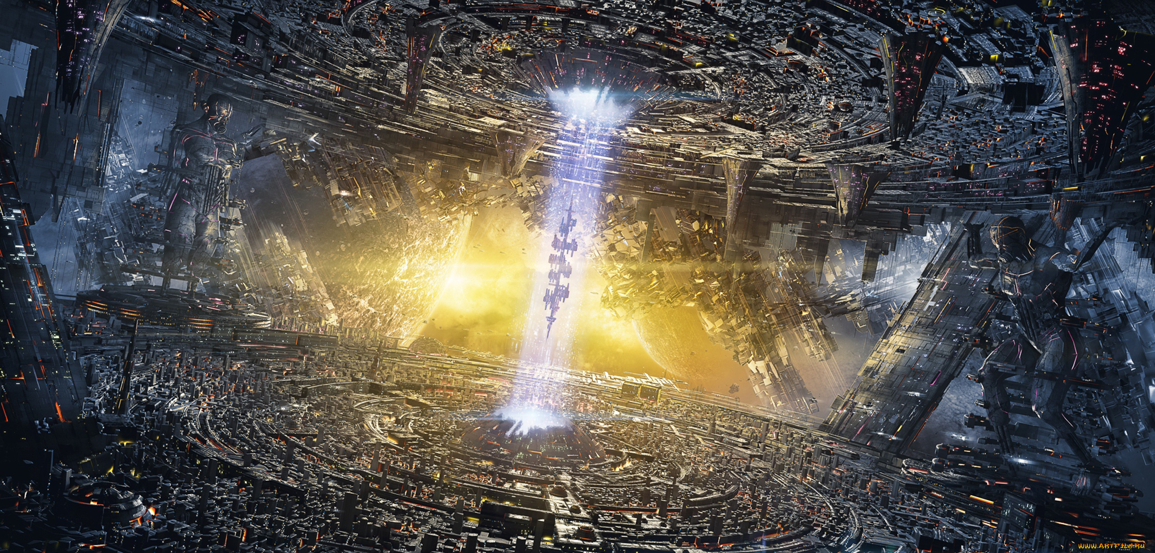 фэнтези, роботы, , киборги, , механизмы, spaceship, звезды, город, титаны, фантастика, космос, neoterya, proto-city, космическая, станция, здания, планета