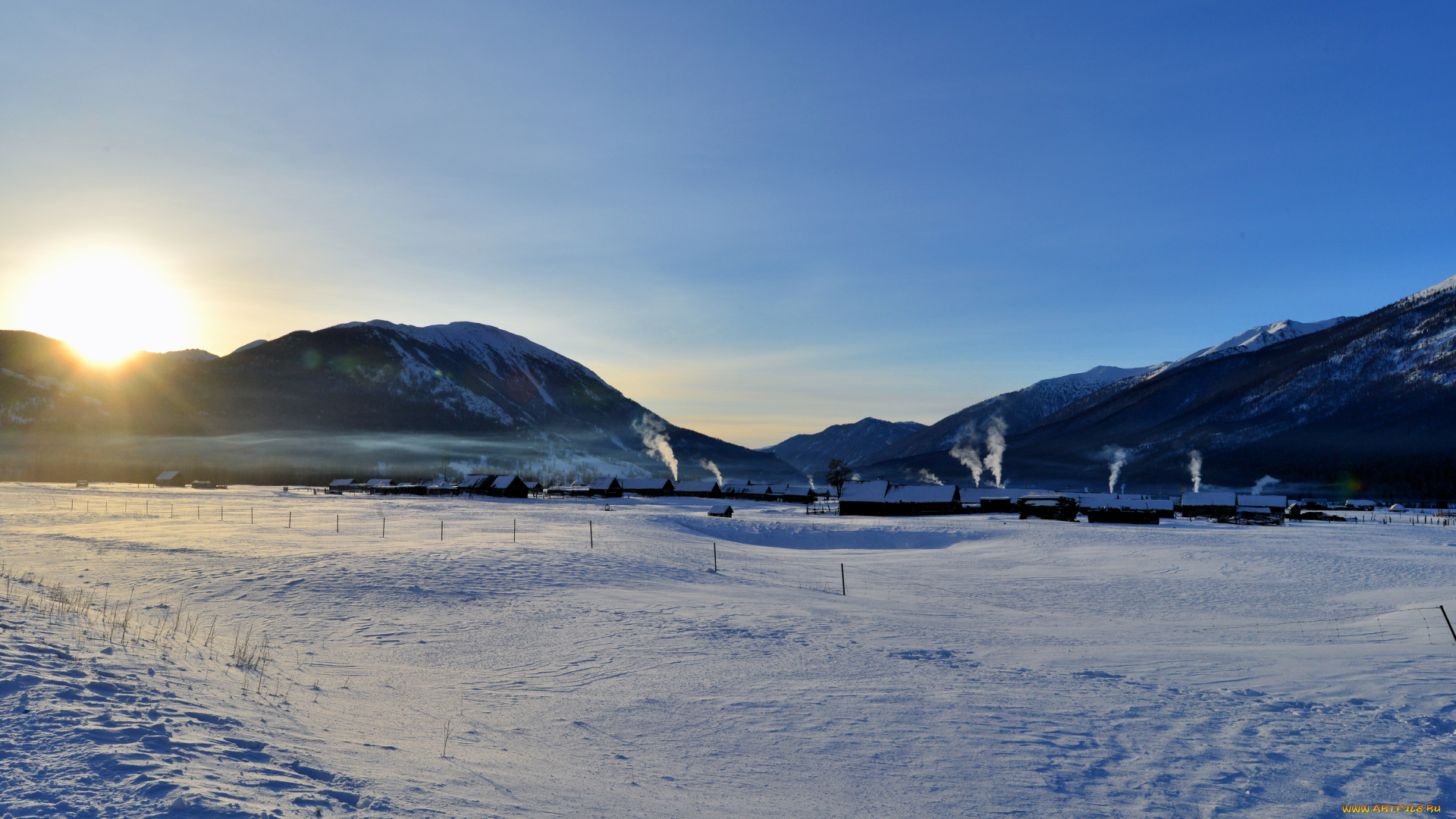 города, -, пейзажи, горы, снег