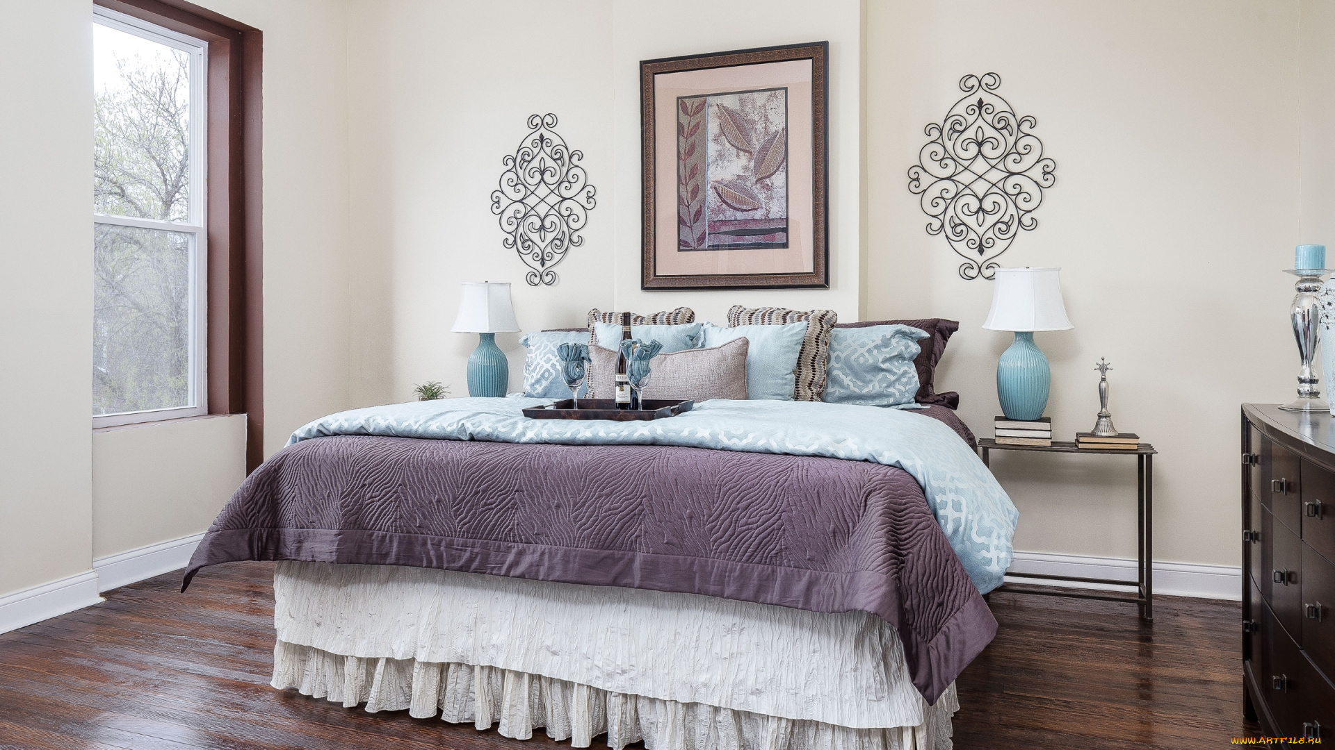 интерьер, спальня, дизайн, кровать, декор