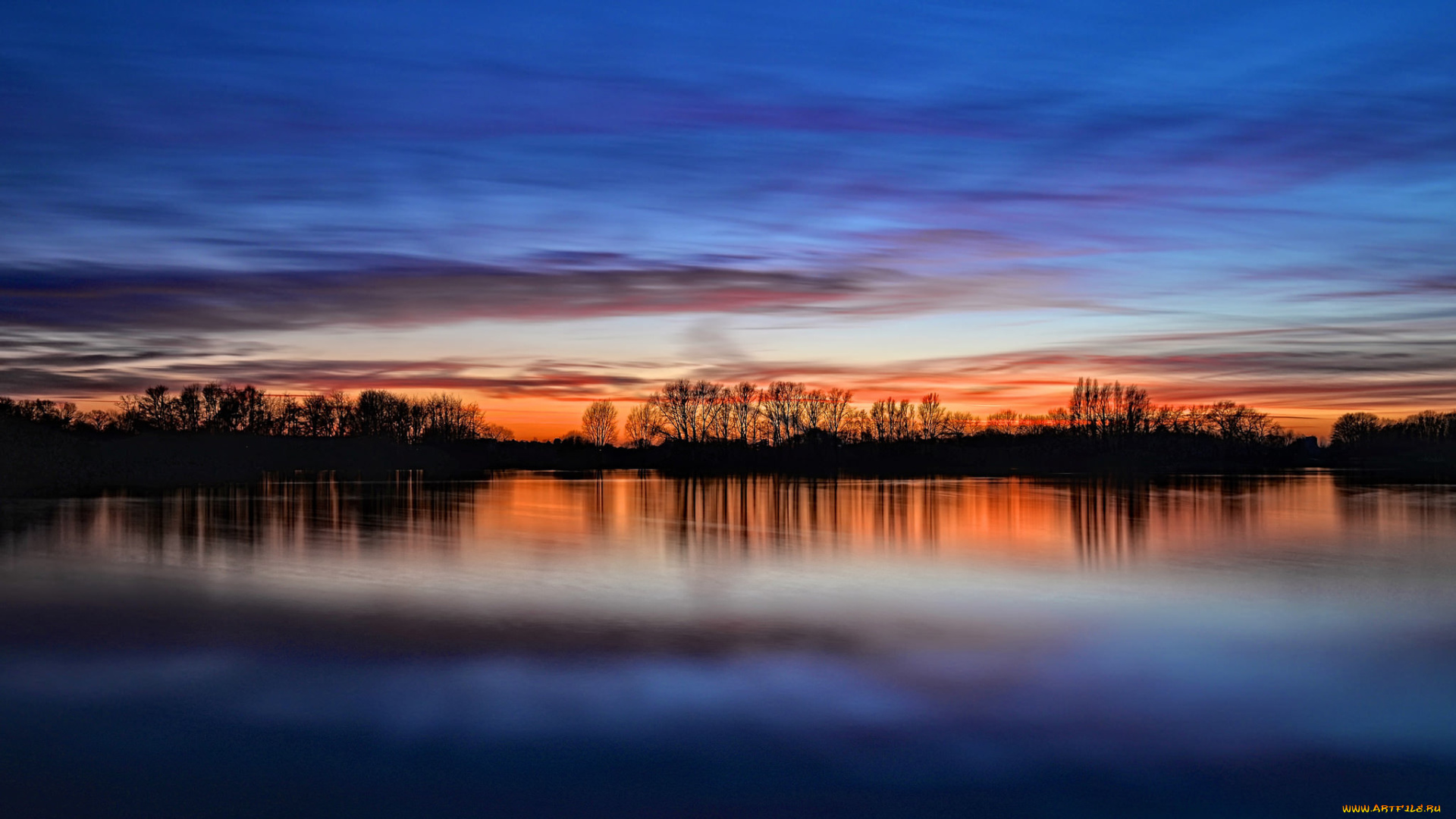 природа, реки, озера, вечер, англия, отражение, облака, небо, закат, великобритания, деревья, берег, река