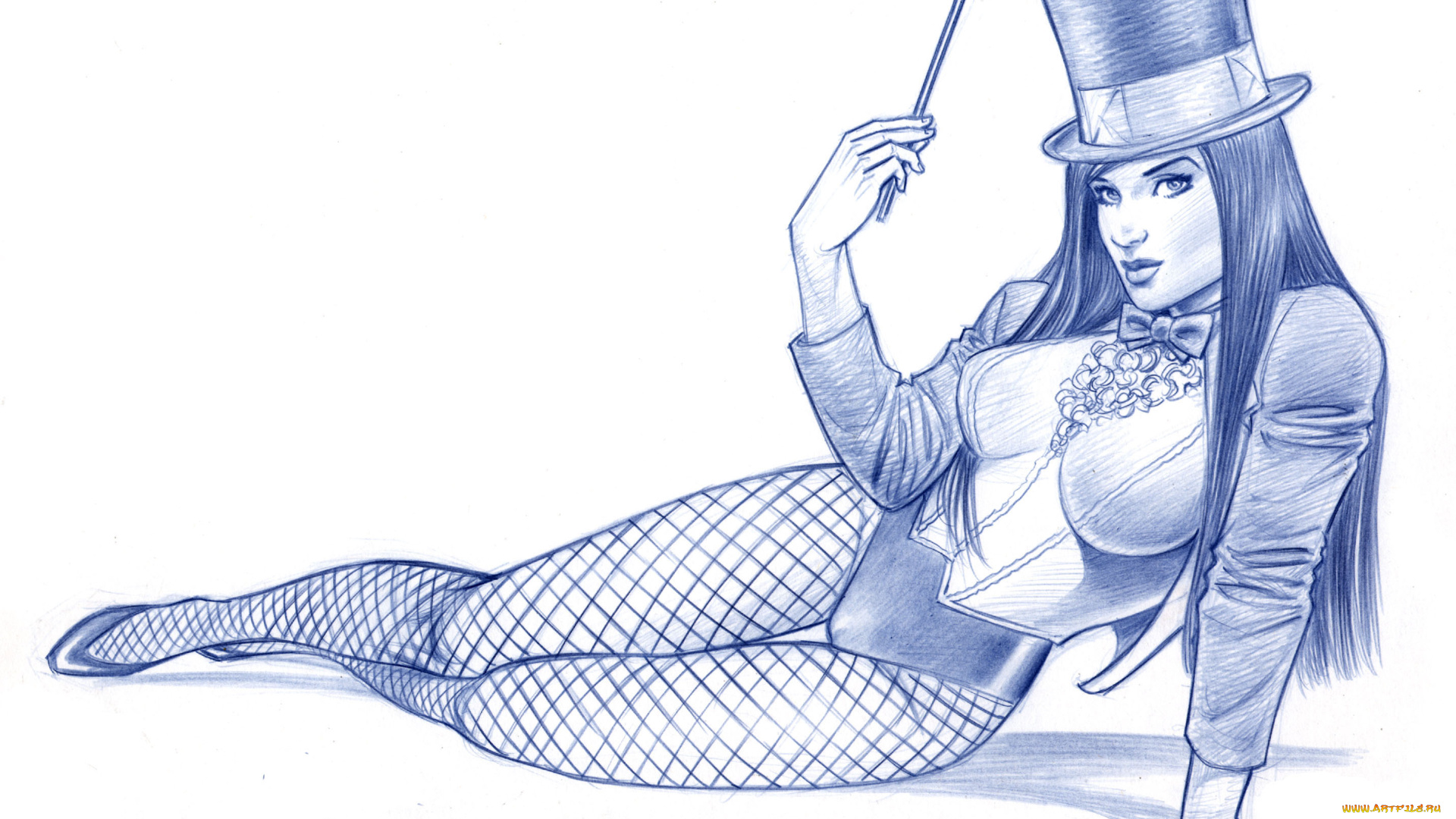 рисованное, люди, цилиндр, палочка, фон, взгляд, девушка