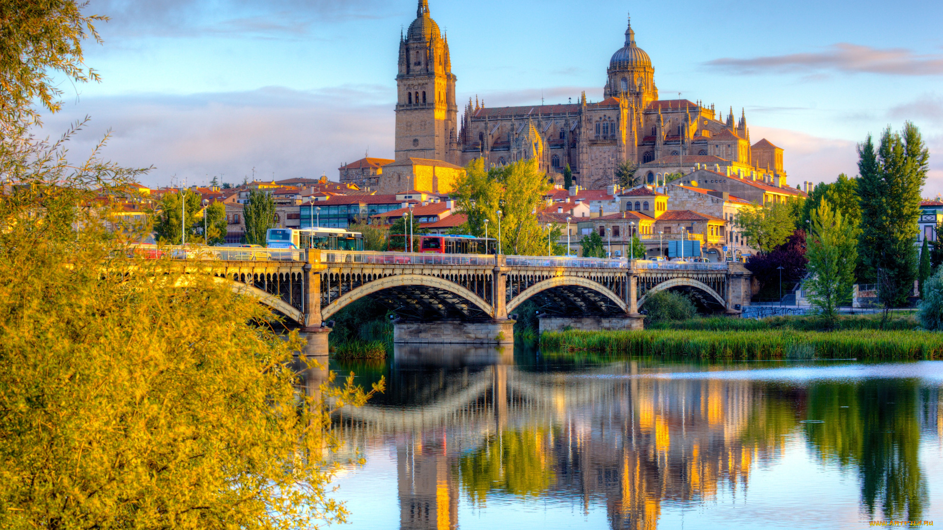 саламанка, города, -, панорамы, испания, мост, река