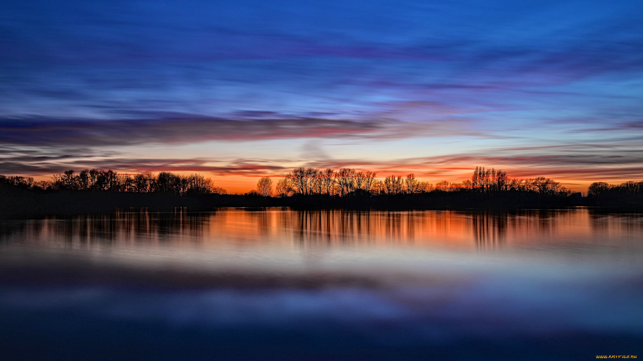 природа, реки, озера, вечер, англия, отражение, облака, небо, закат, великобритания, деревья, берег, река