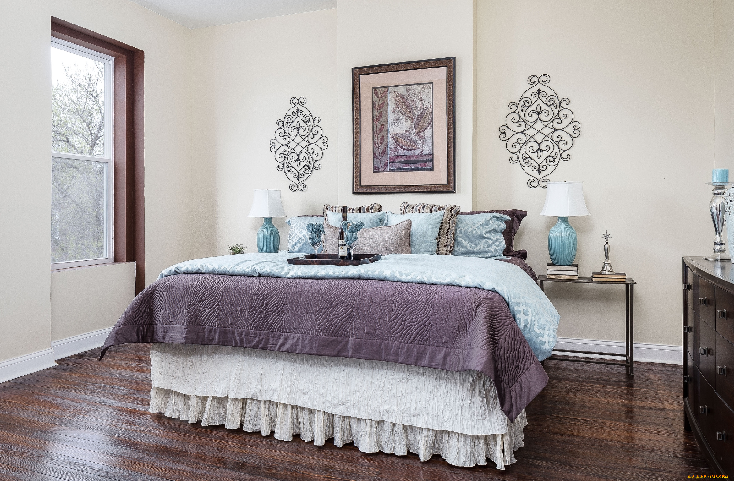 интерьер, спальня, дизайн, кровать, декор