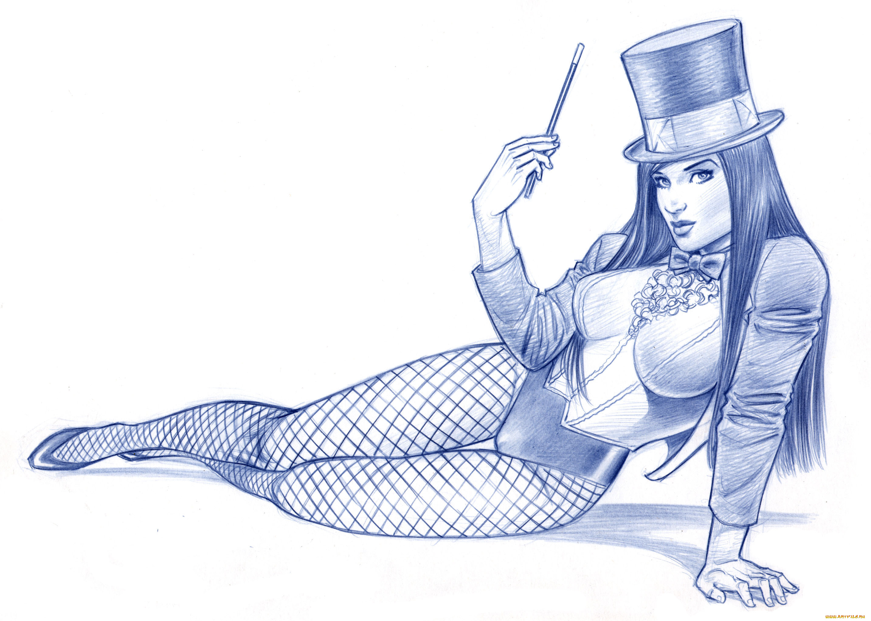 рисованное, люди, цилиндр, палочка, фон, взгляд, девушка