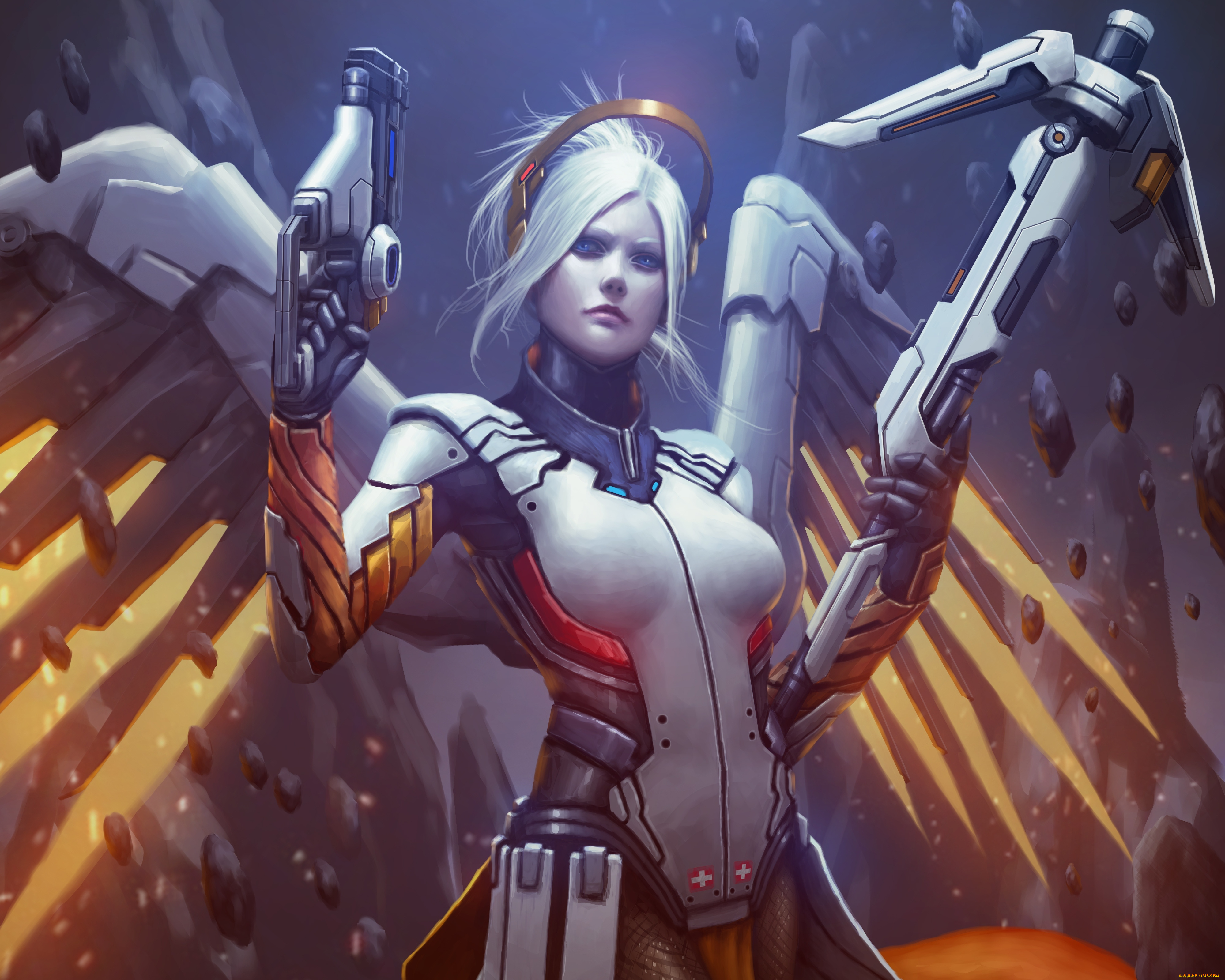 видео, игры, overwatch, art, ангел, девушка, mercy, blizzard, angela, ziegler, доктор