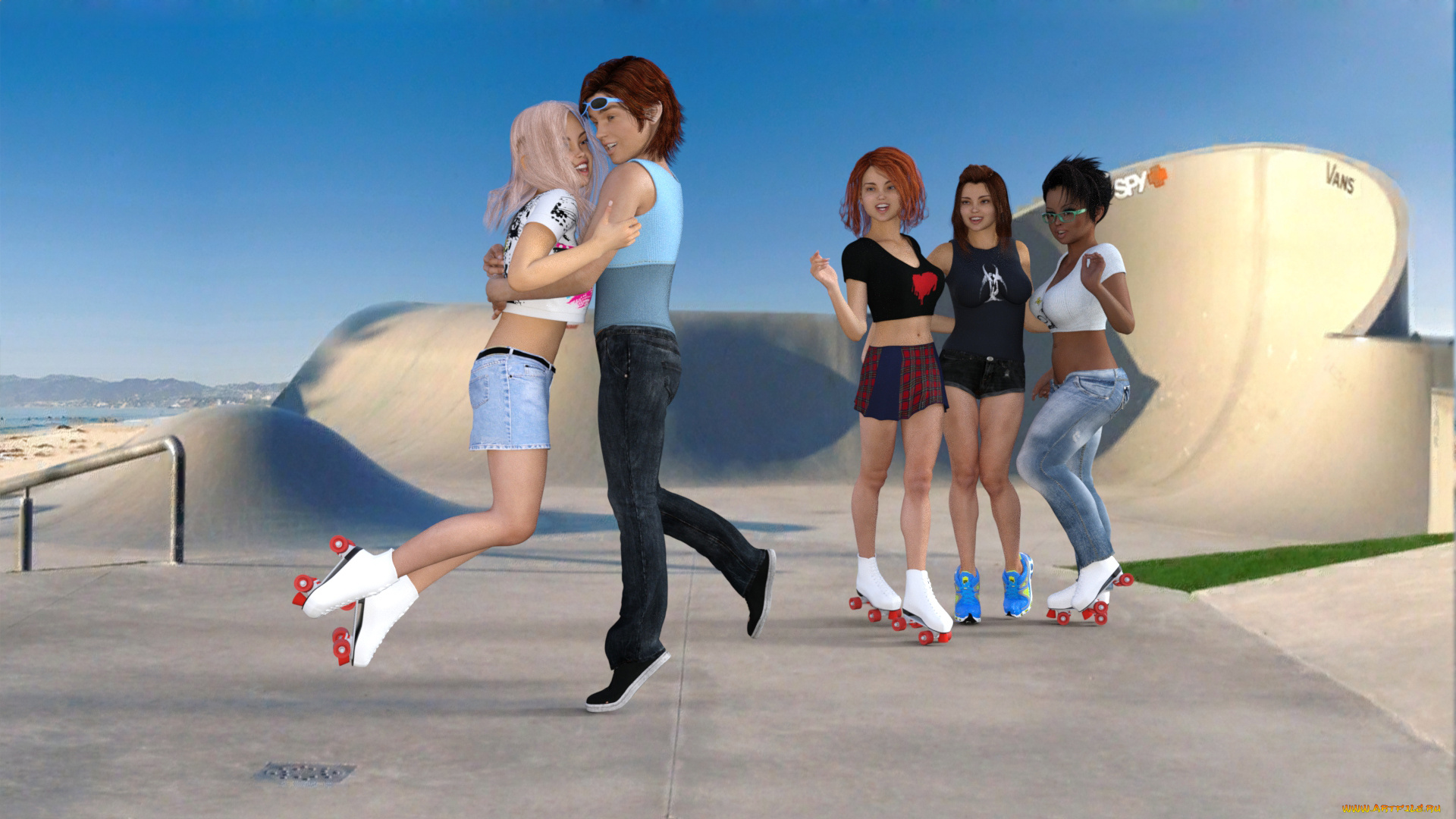 3д, графика, люди, , people, девушки, фон, взгляд