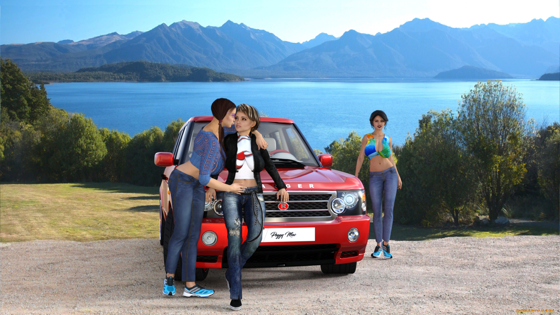 3д, графика, люди, , people, девушки, взгляд, фон