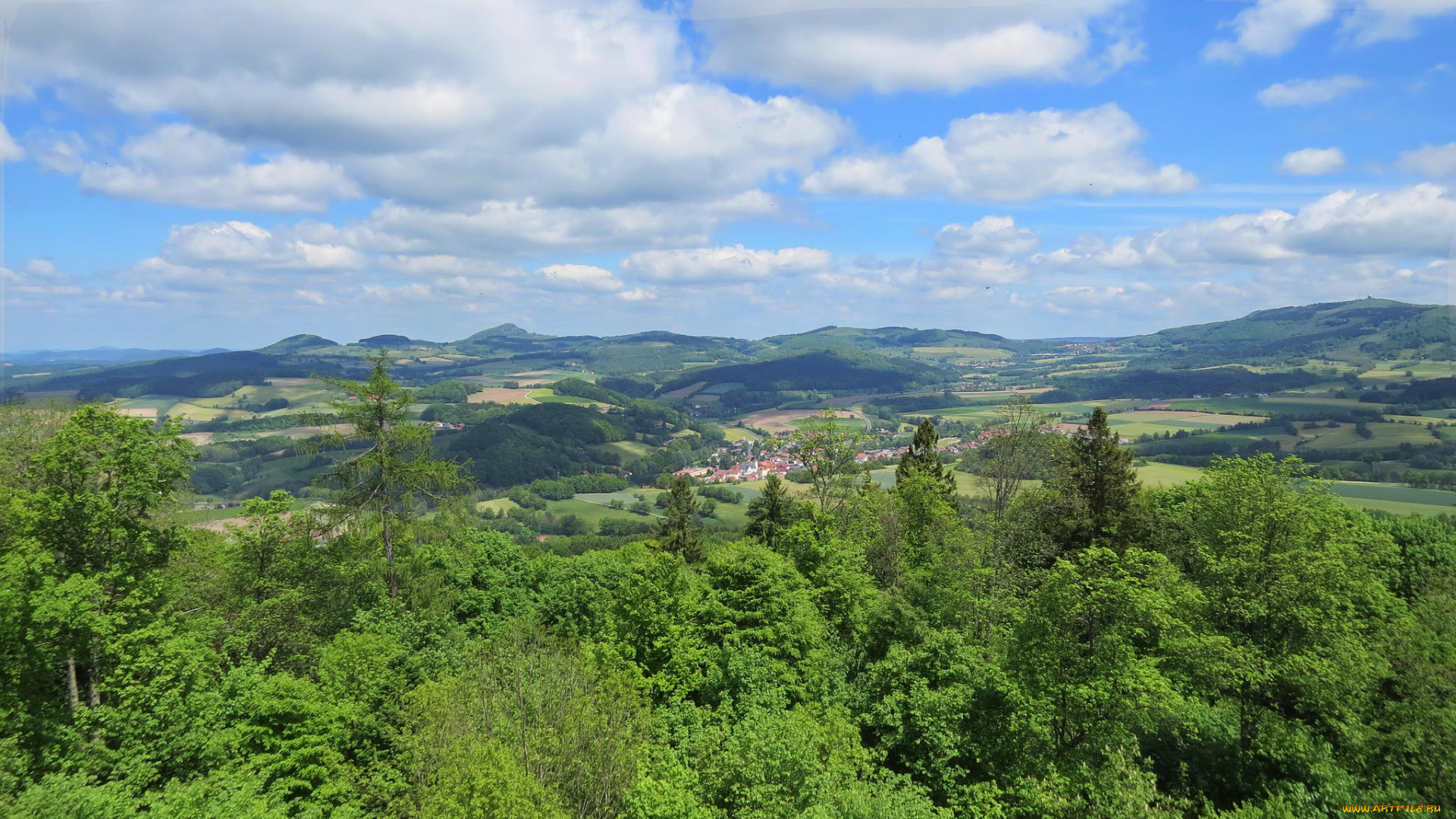 города, -, пейзажи, небо, горы, лес