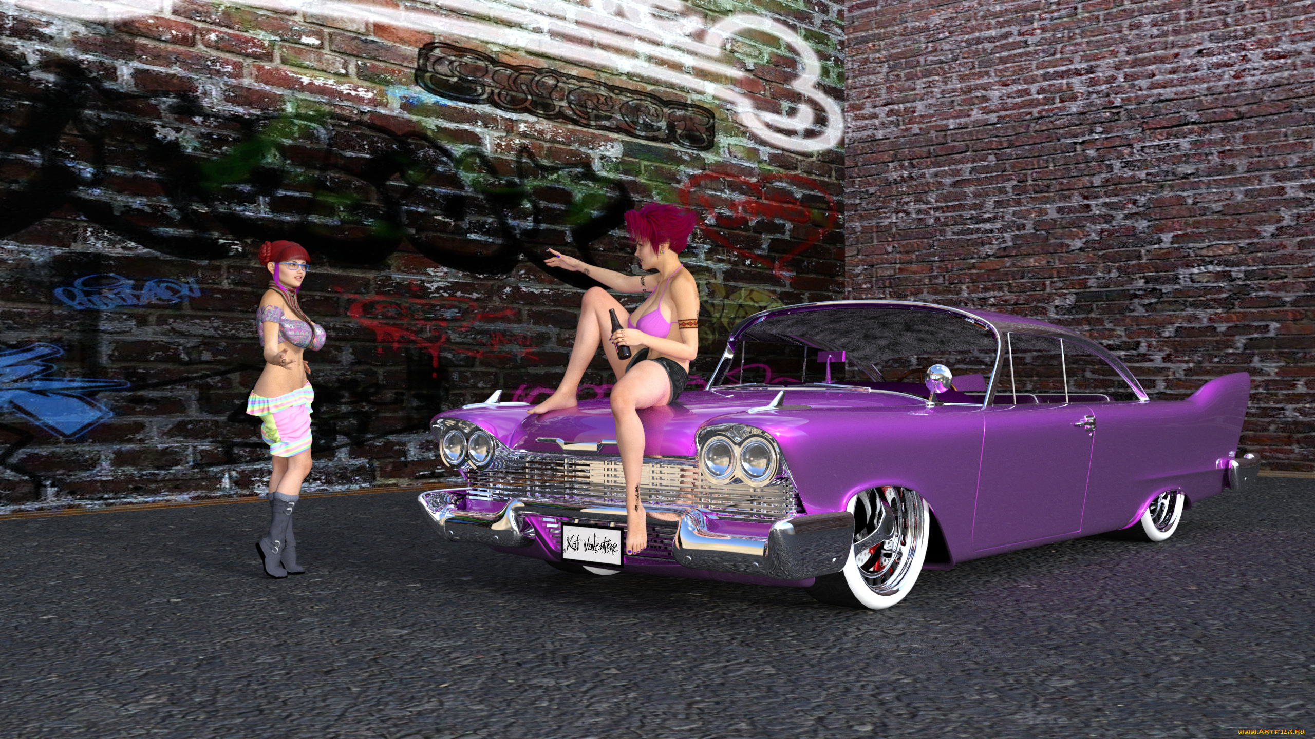 3д, графика, люди-авто, мото, , people-, car, , , moto, девушки, взгляд, фон