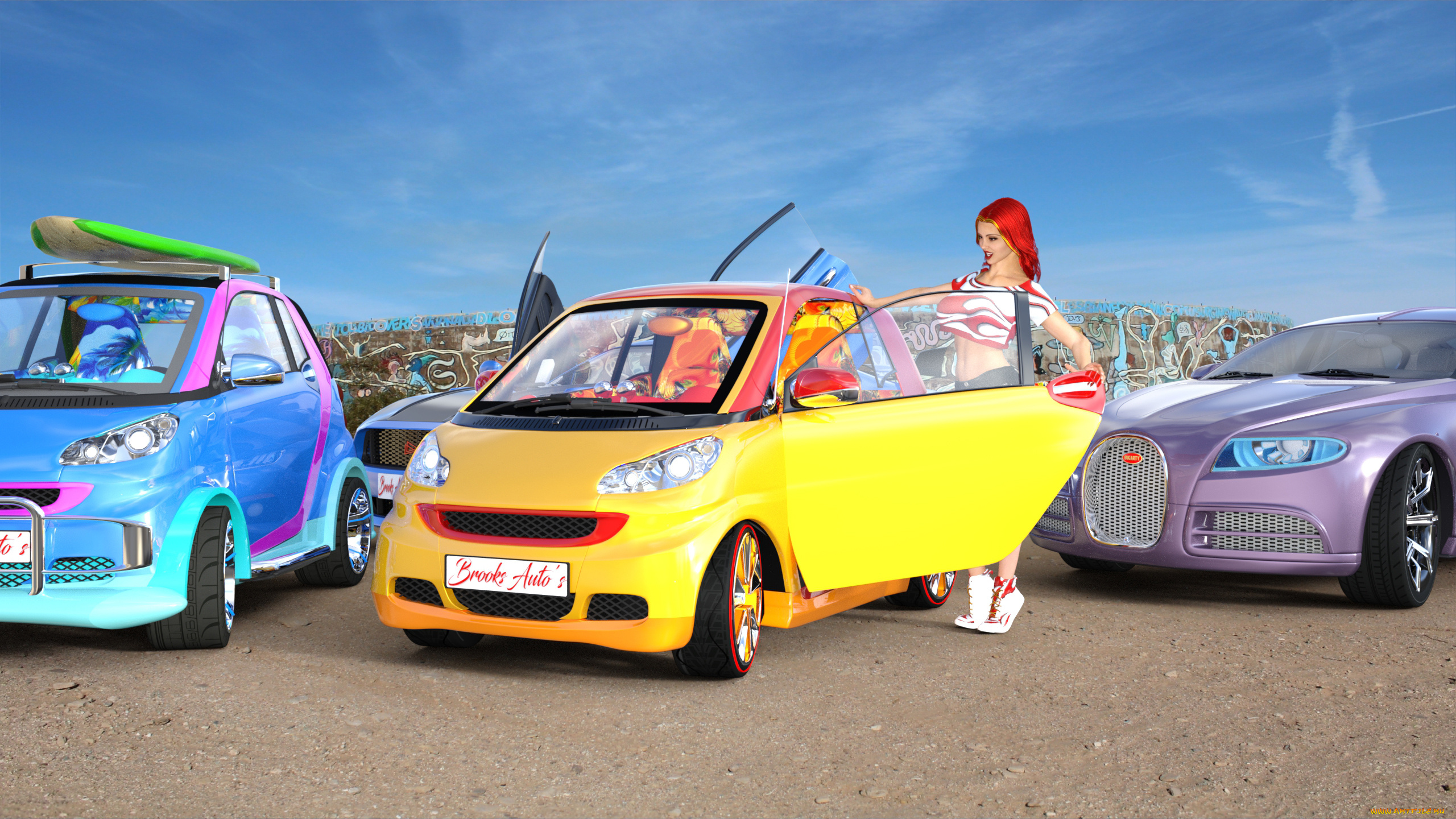 3д, графика, люди-авто, мото, , people-, car, , , moto, взгляд, фон, девушка