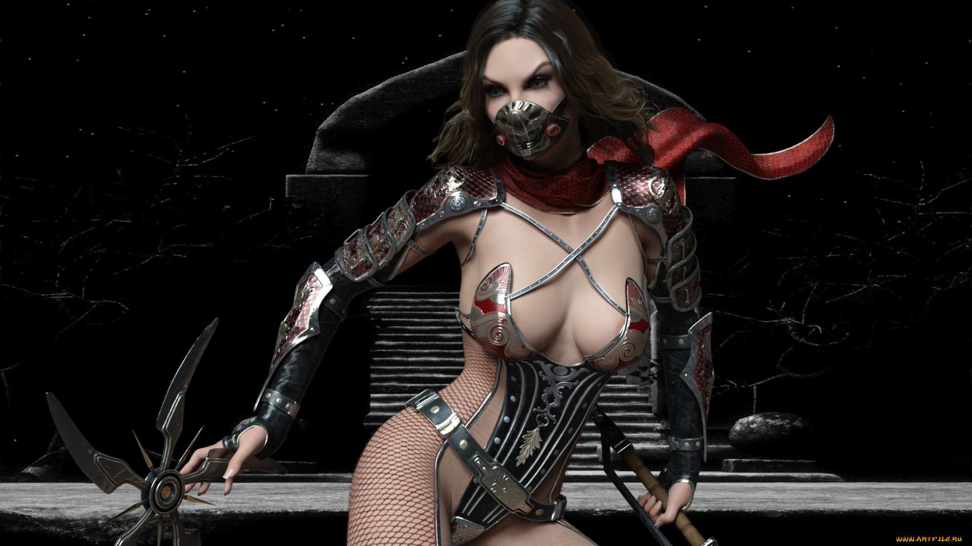 3д, графика, фантазия, , fantasy, девушка, фон, взгляд