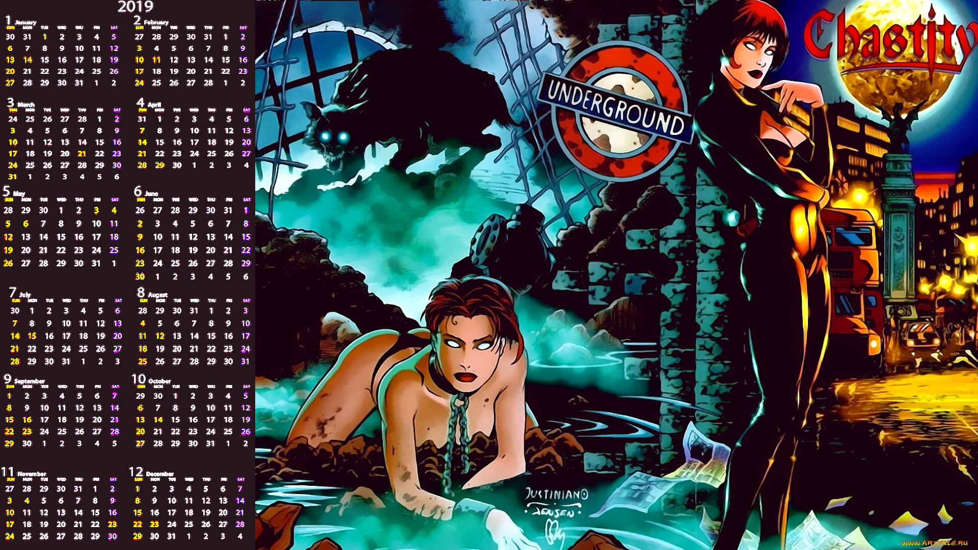 календари, фэнтези, calendar, существо, девушка