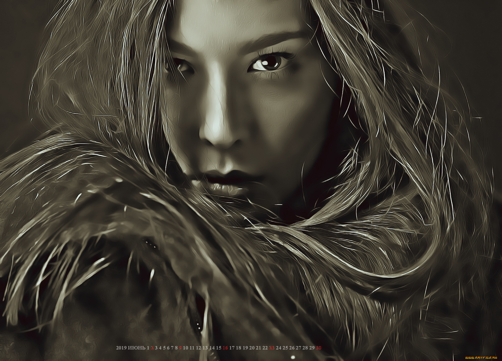 календари, компьютерный, дизайн, взгляд, лицо, девушка