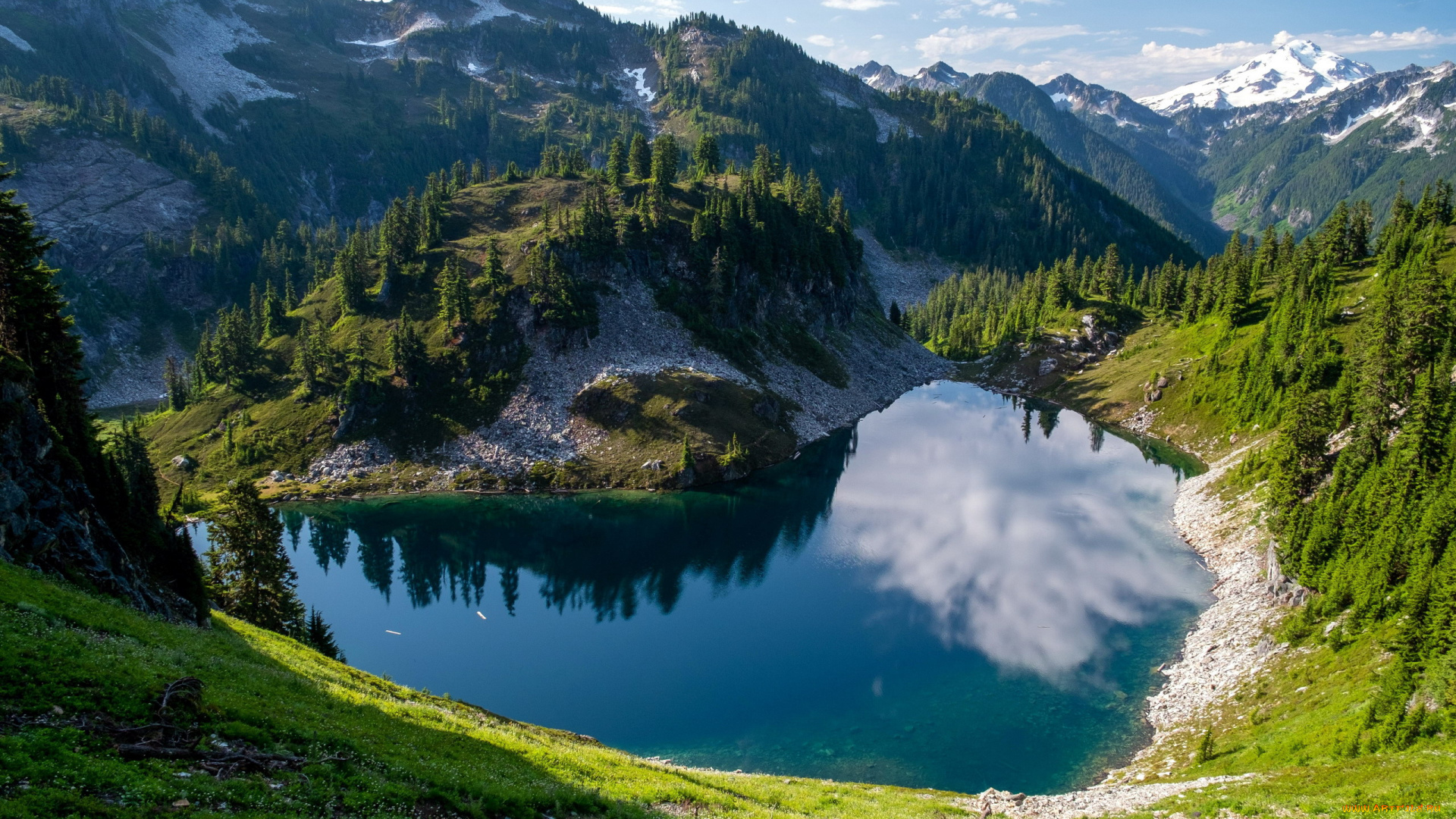 природа, реки, озера, горы, озеро, отражение