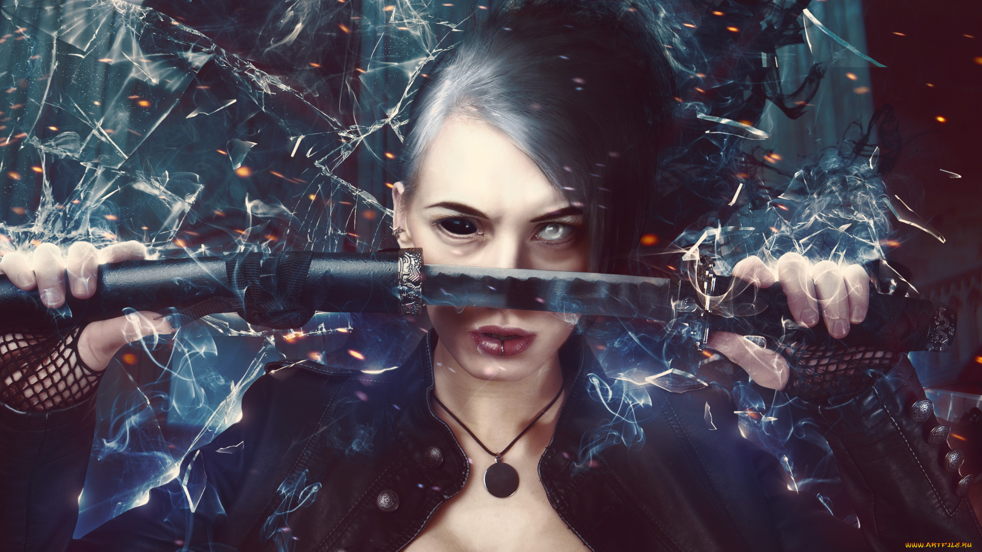 разное, компьютерный, дизайн, девушка, фон, взгляд