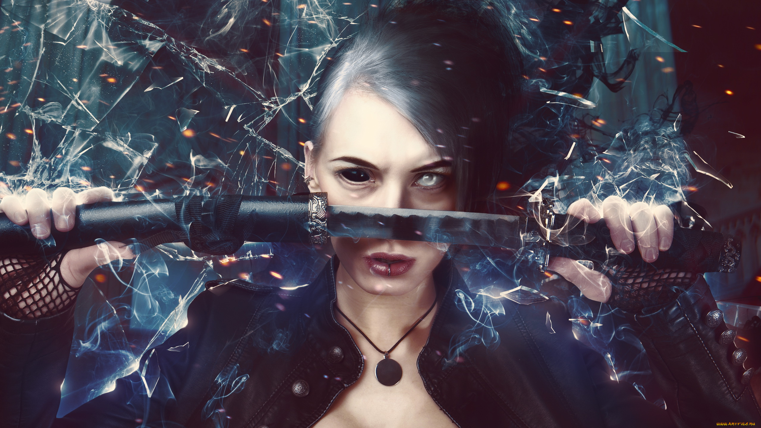 разное, компьютерный, дизайн, девушка, фон, взгляд