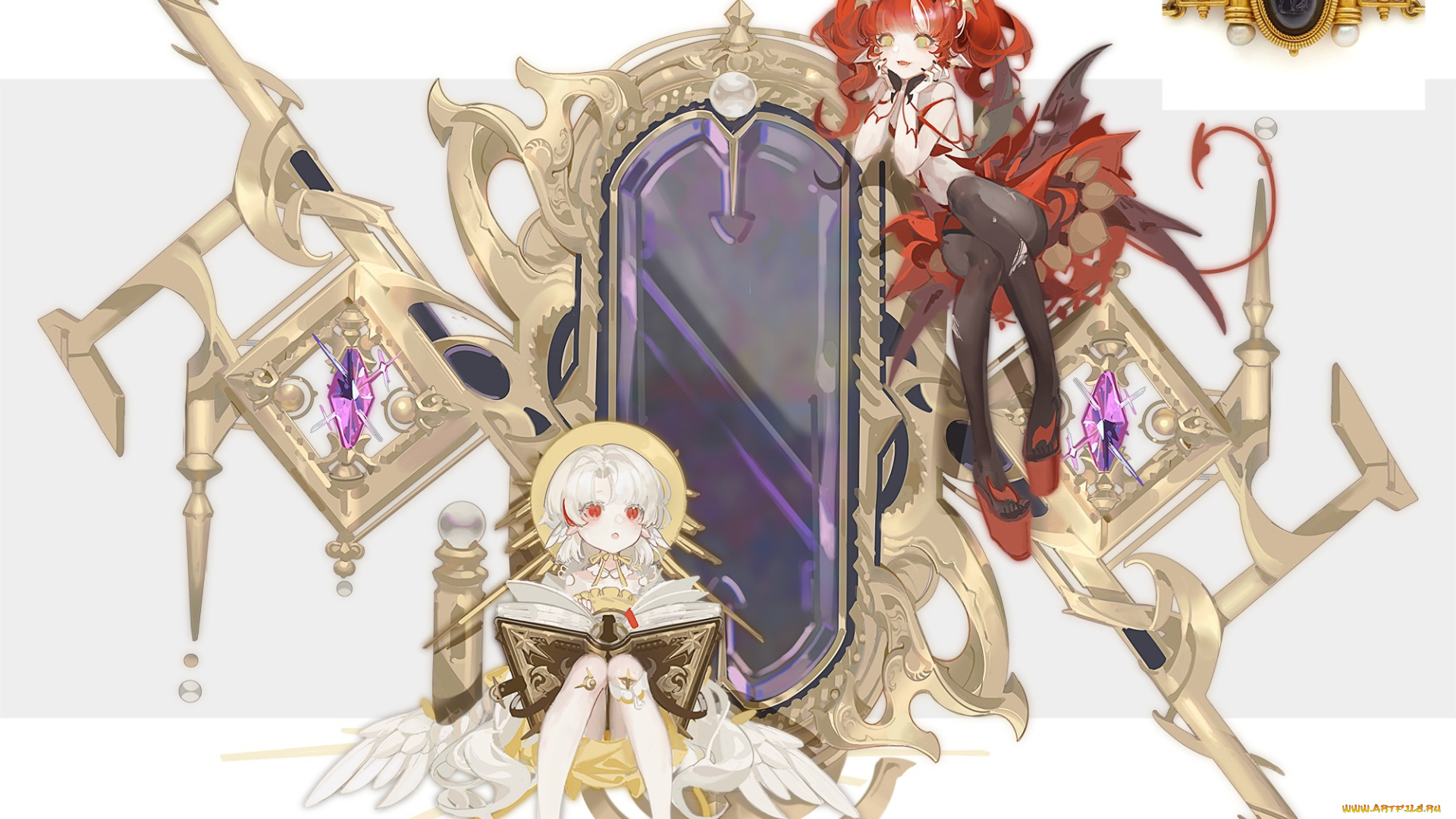 аниме, unknown, , другое, , девочки, книга, зеркало