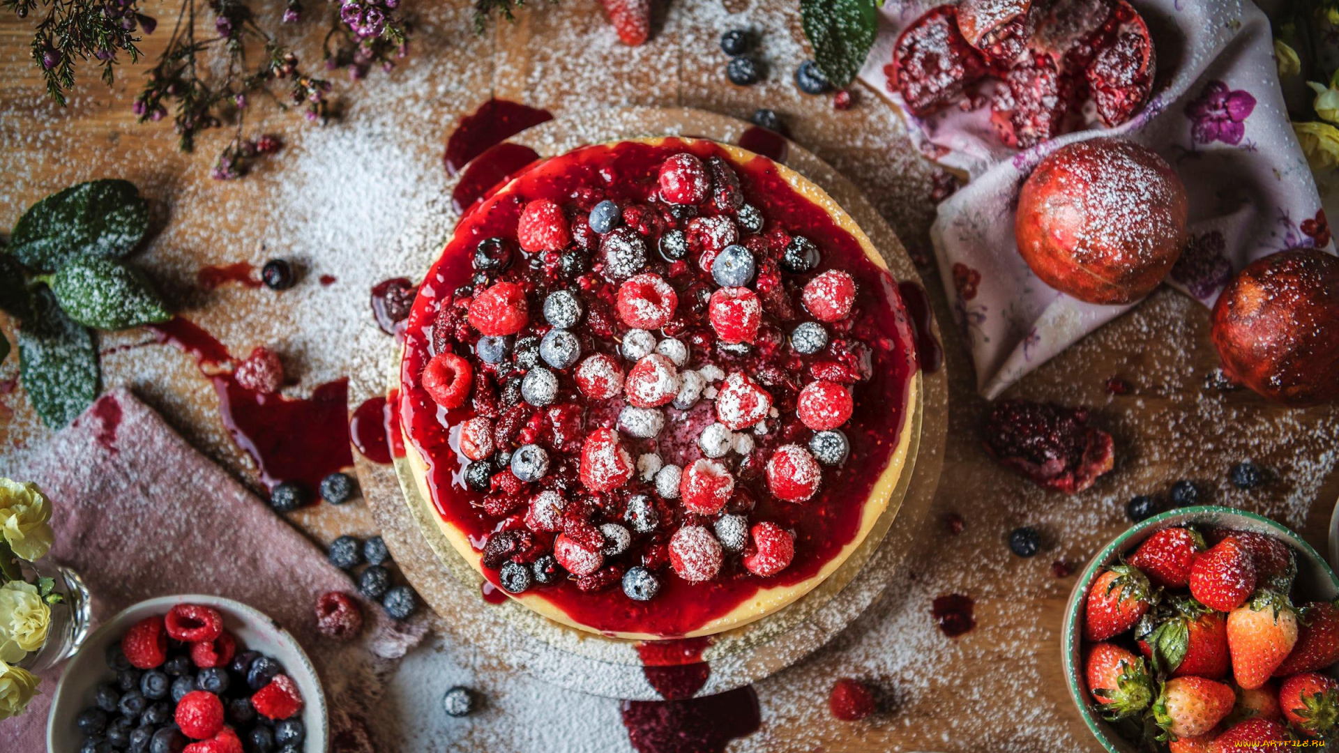 еда, пироги, ягоды, пирог, ягодный, клубника, черника, малина