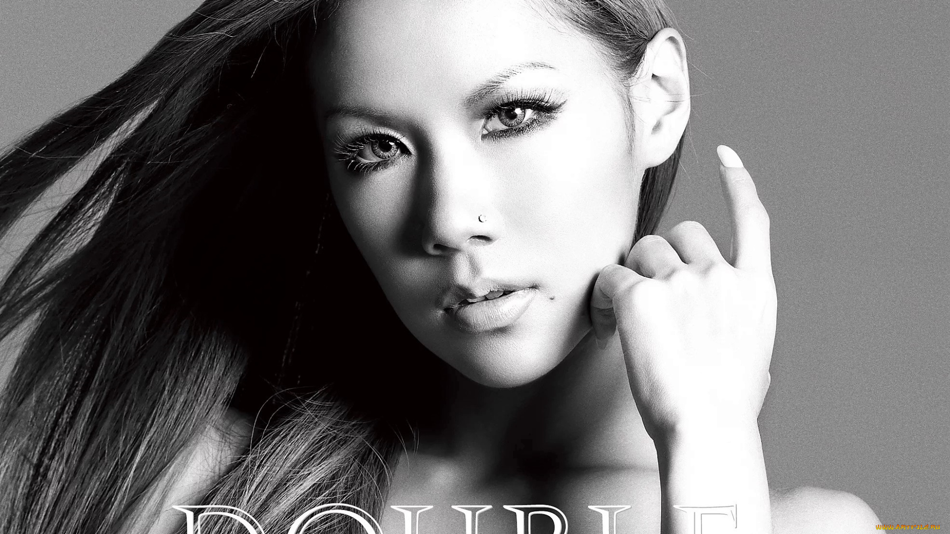 музыка, double, черно-белая, лицо