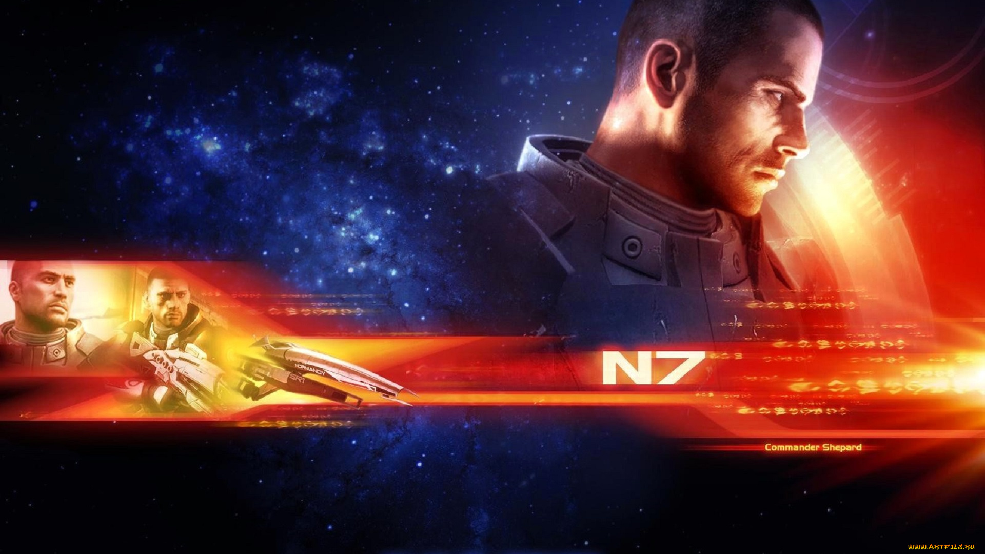 видео, игры, mass, effect, космос, мужчина, лицо, капитан, шепард