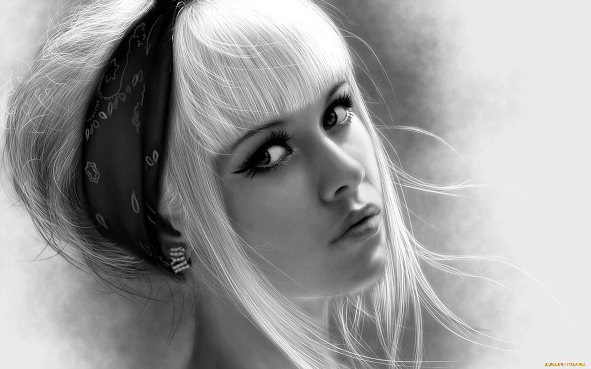 разное, компьютерный, дизайн, девушка, блондинка, лицо, портрет