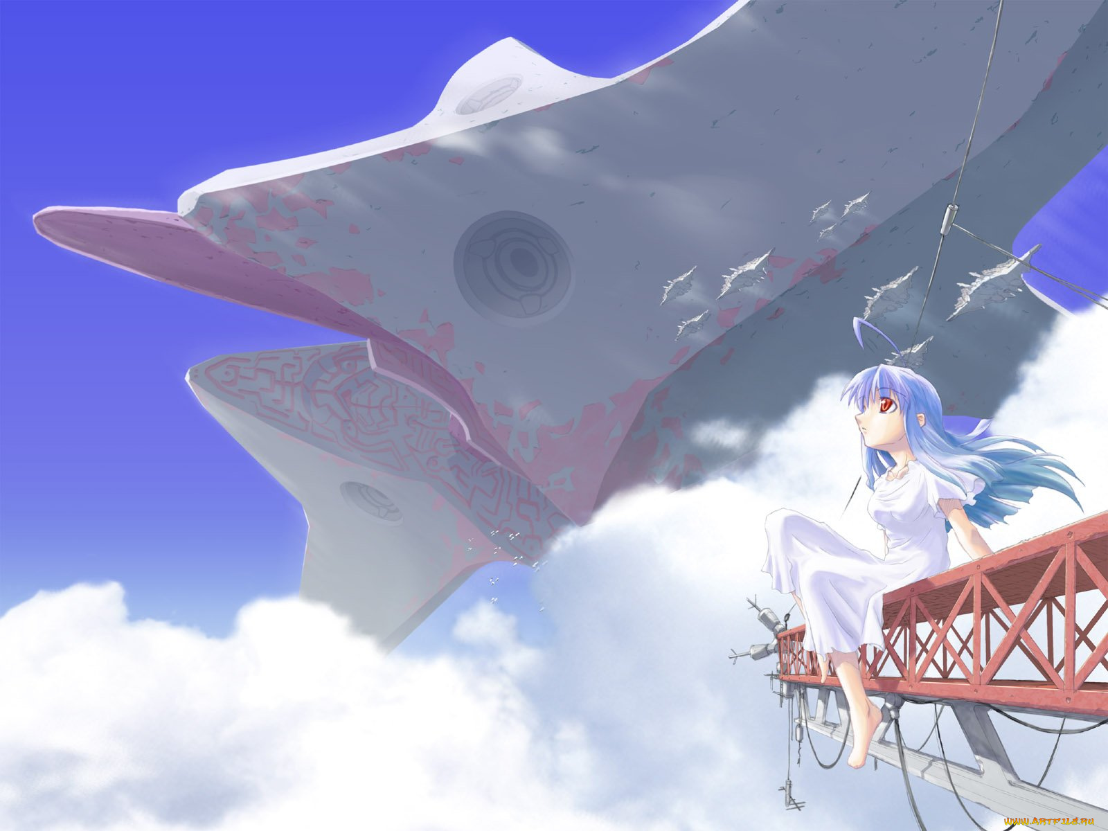 бесконечное, небо, аниме, weapon, blood, technology