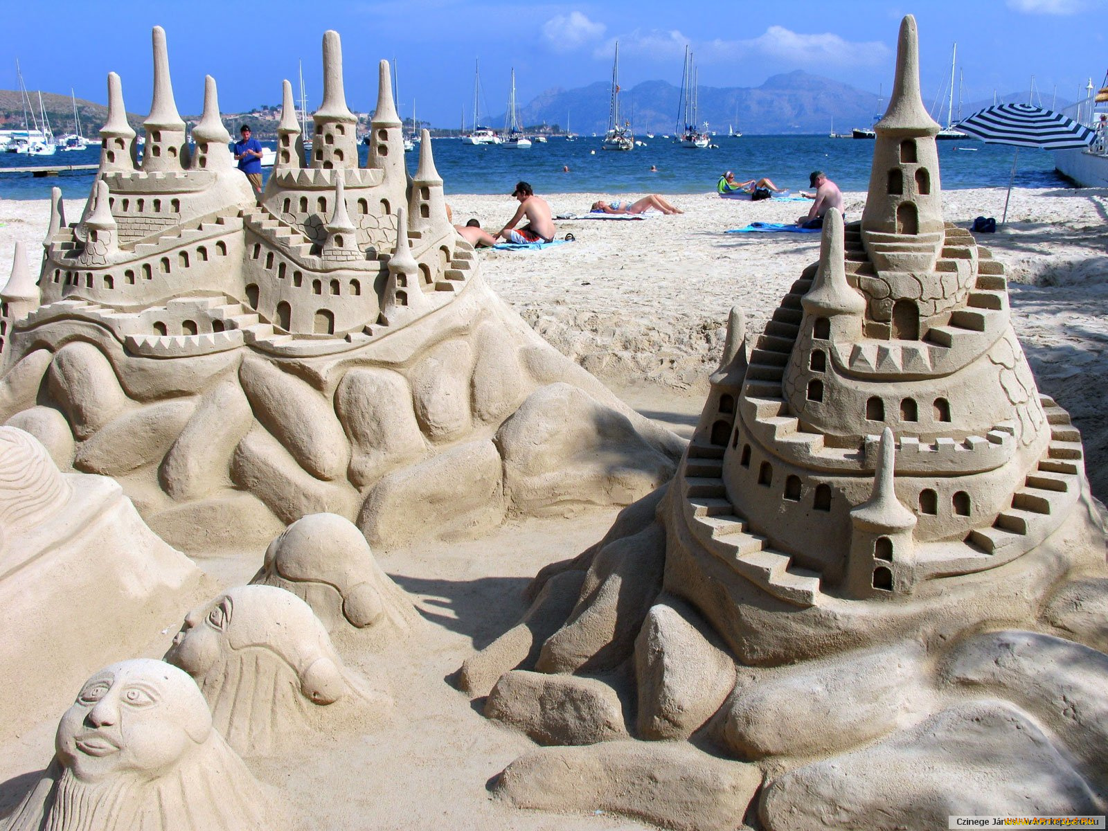 разное, фигуры, из, песка, льда, снега