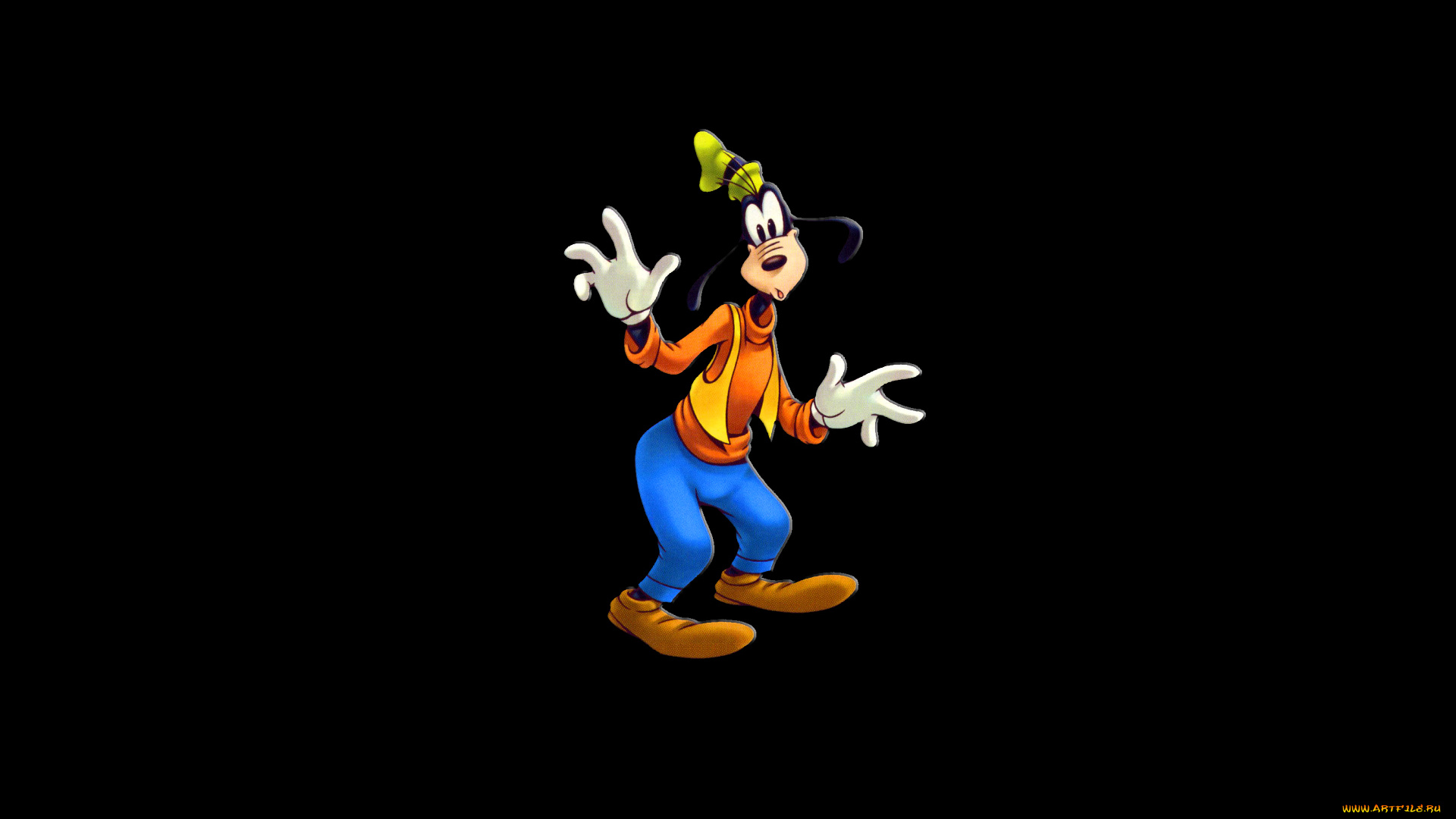 гуфи, мультфильмы, disney, goofy, дисней, темный, фон