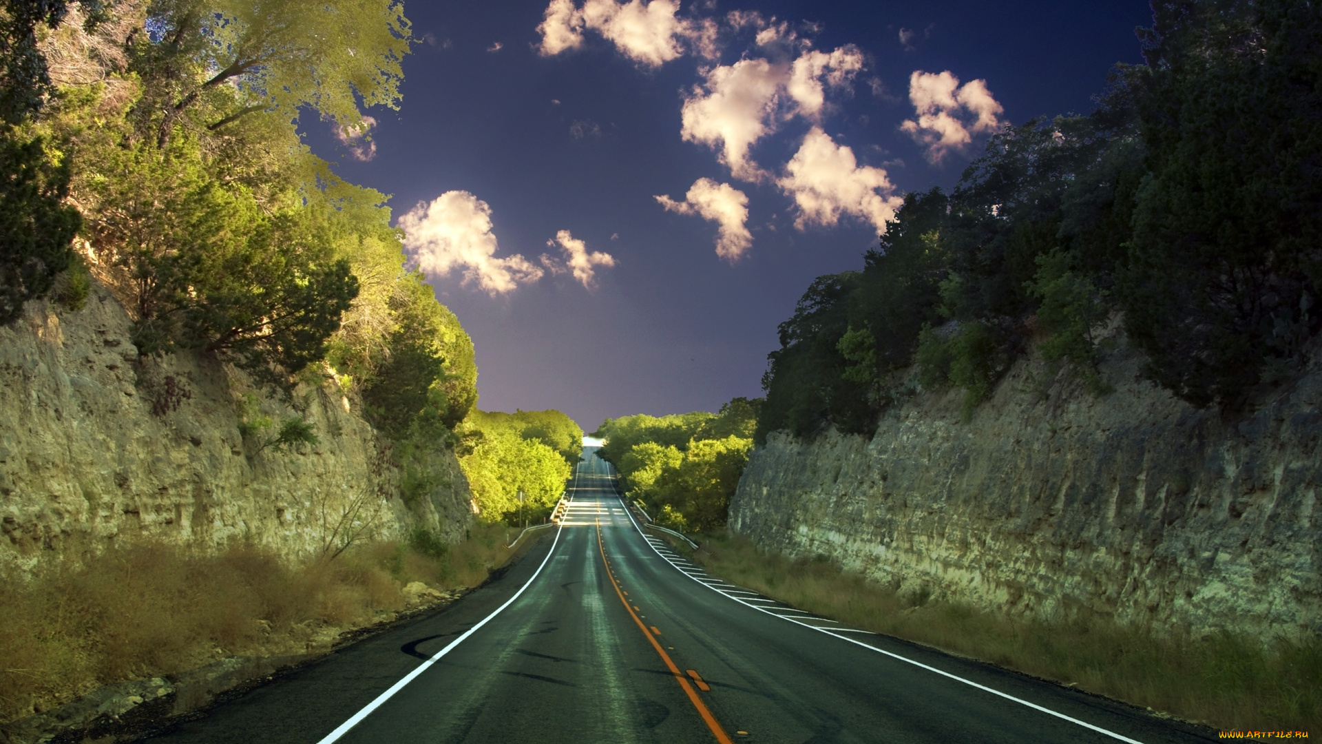 природа, дороги, крутые, деревья, шоссе, обочины