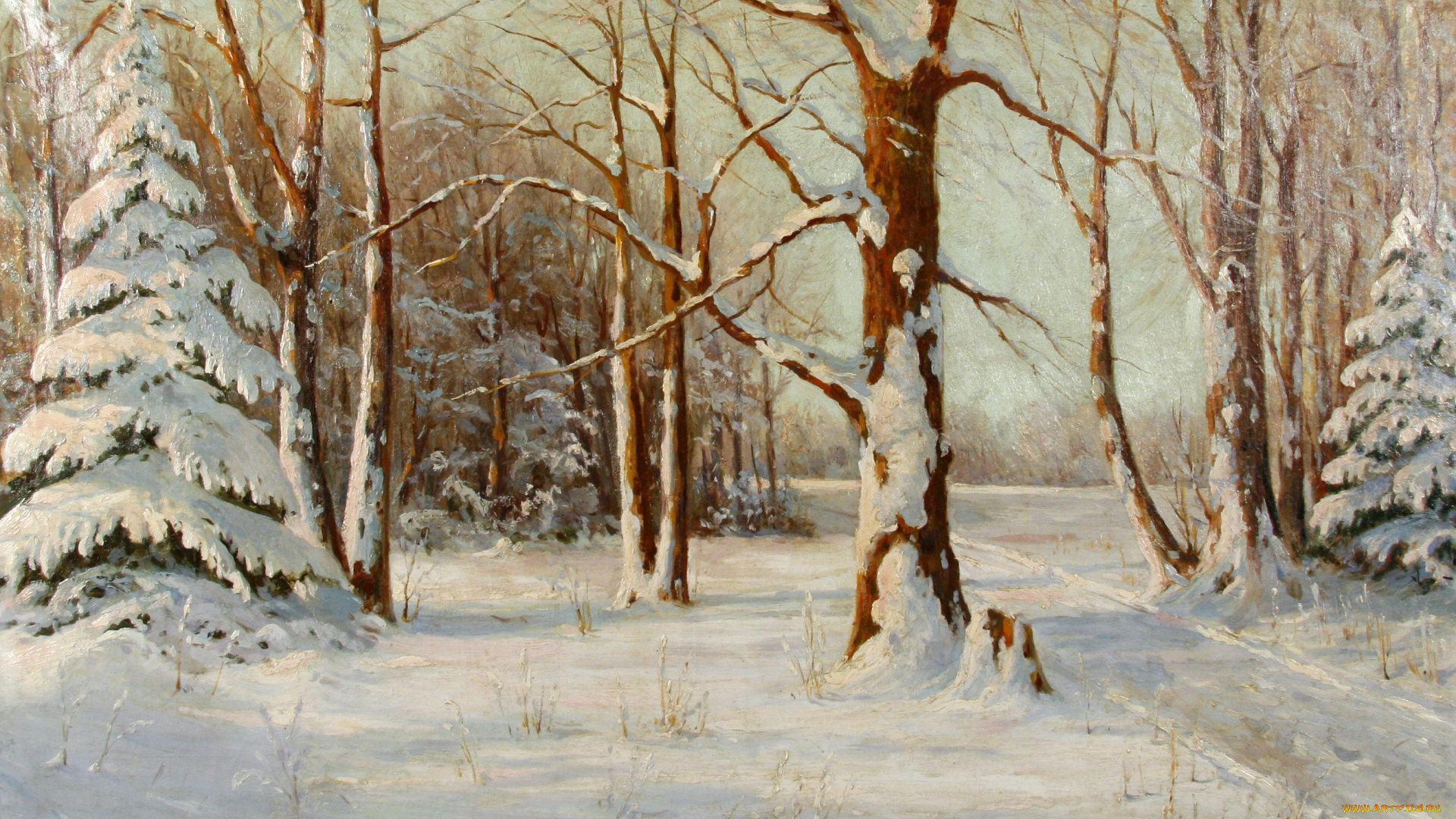 рисованные, walter, moras, деревья, зима