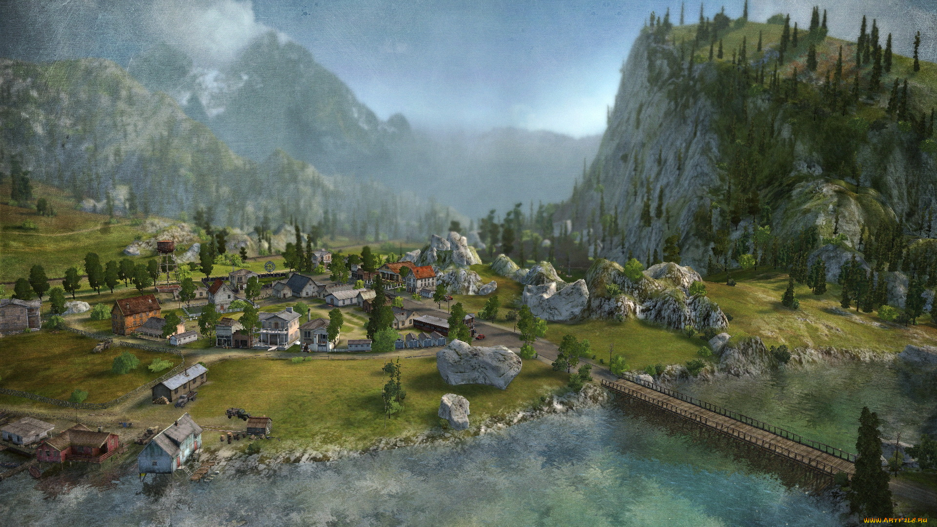 world, of, tanks, видео, игры, мир, танков, пейзаж, деревня