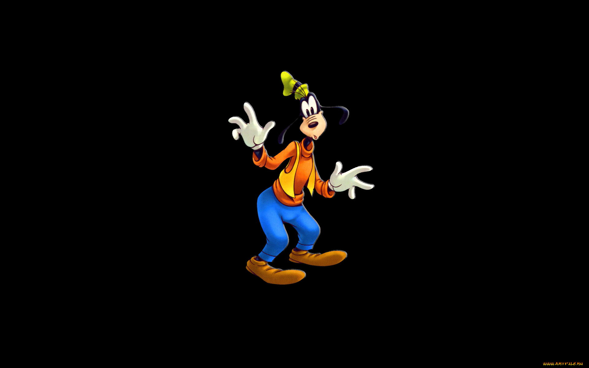 гуфи, мультфильмы, disney, goofy, дисней, темный, фон