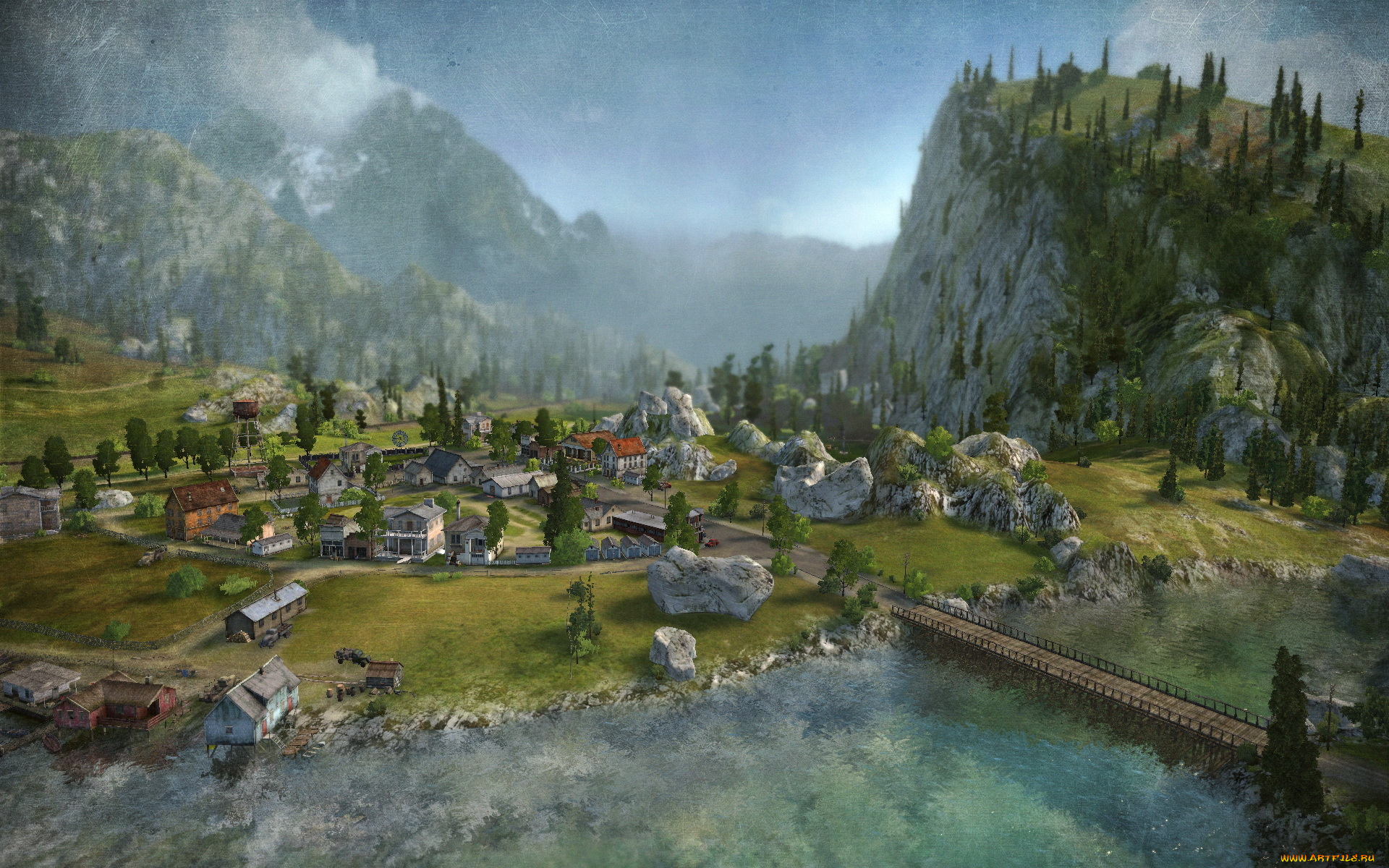 world, of, tanks, видео, игры, мир, танков, пейзаж, деревня