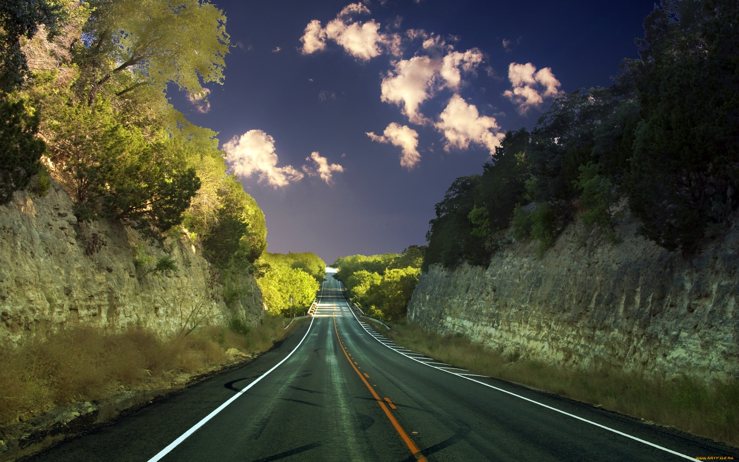 природа, дороги, крутые, деревья, шоссе, обочины